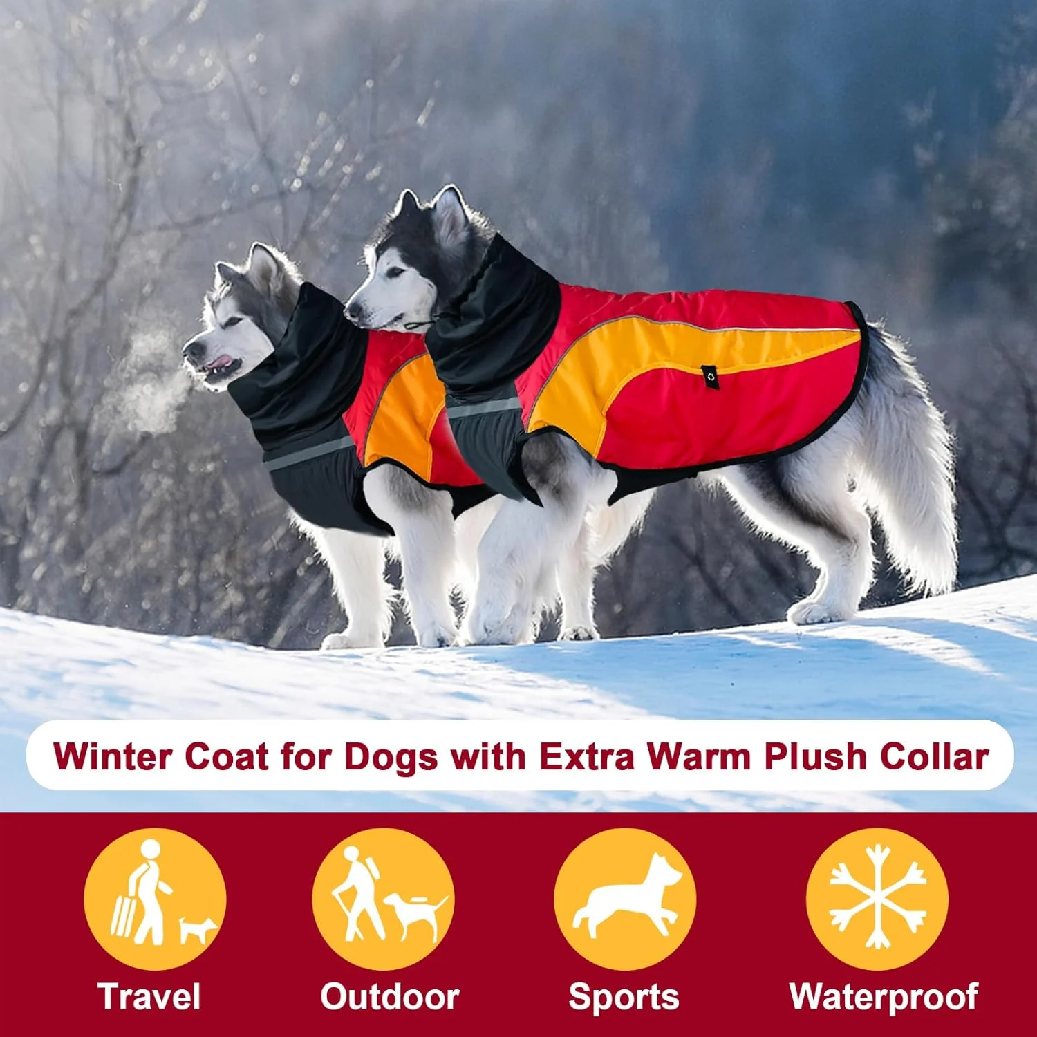 کت گرم سگ، ژاکت یقه اسکی ضد آب سگ، لباس زمستانی سگ، کت زمستانی دنج و جلیقه برفی برای سگ های کوچک، متوسط و بزرگ (بزرگ)