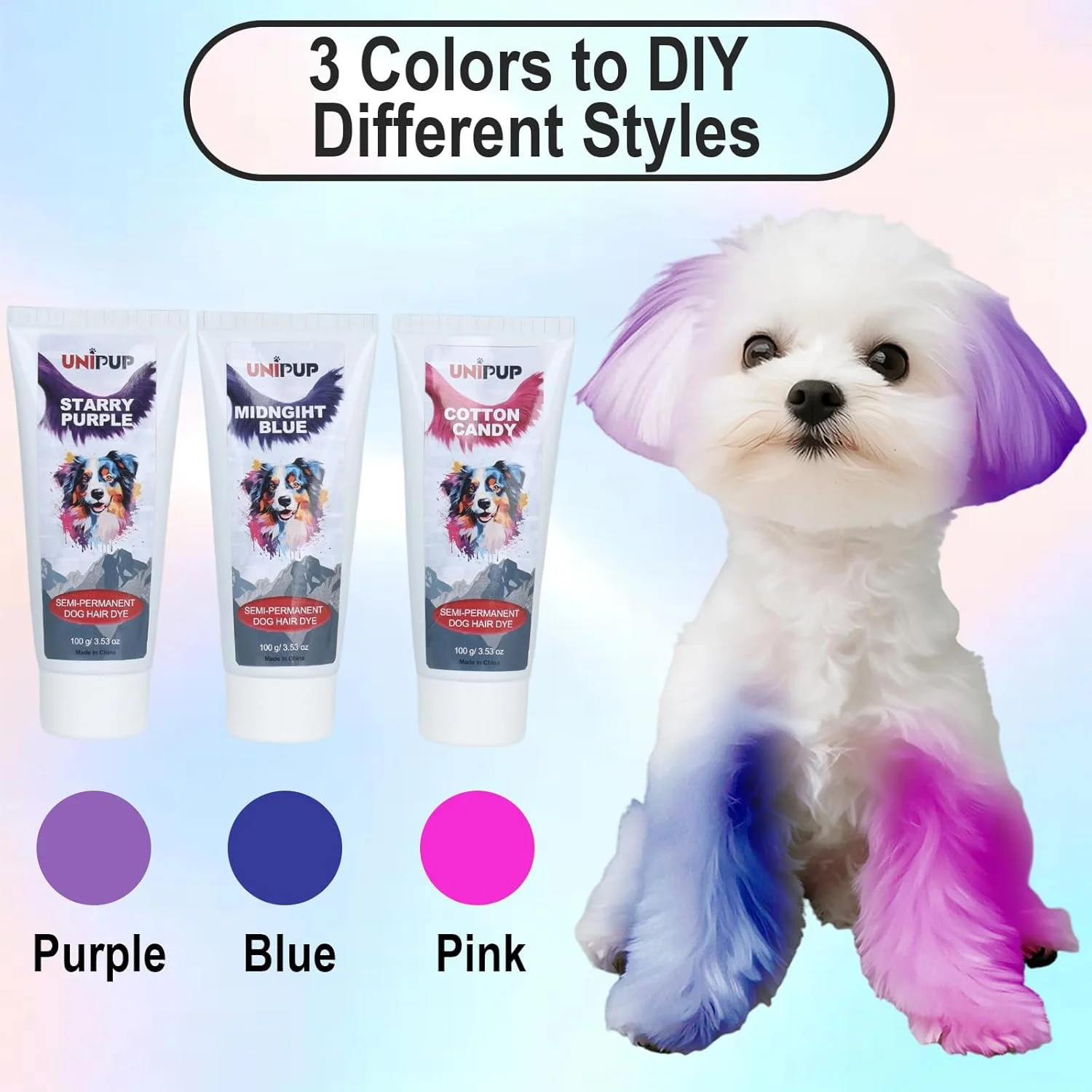 رنگ موی نیمه دائمی سگ، رنگ موی ایمن و ملایم برای سگ ها، گربه ها و همه حیوانات خانگی U-PHD02 (پشمک) رنگ موی نیمه دائمی سگ، رنگ موی ایمن و ملایم برای سگ ها، گربه ها و همه حیوانات خانگی U-PHD02 (پشمک)