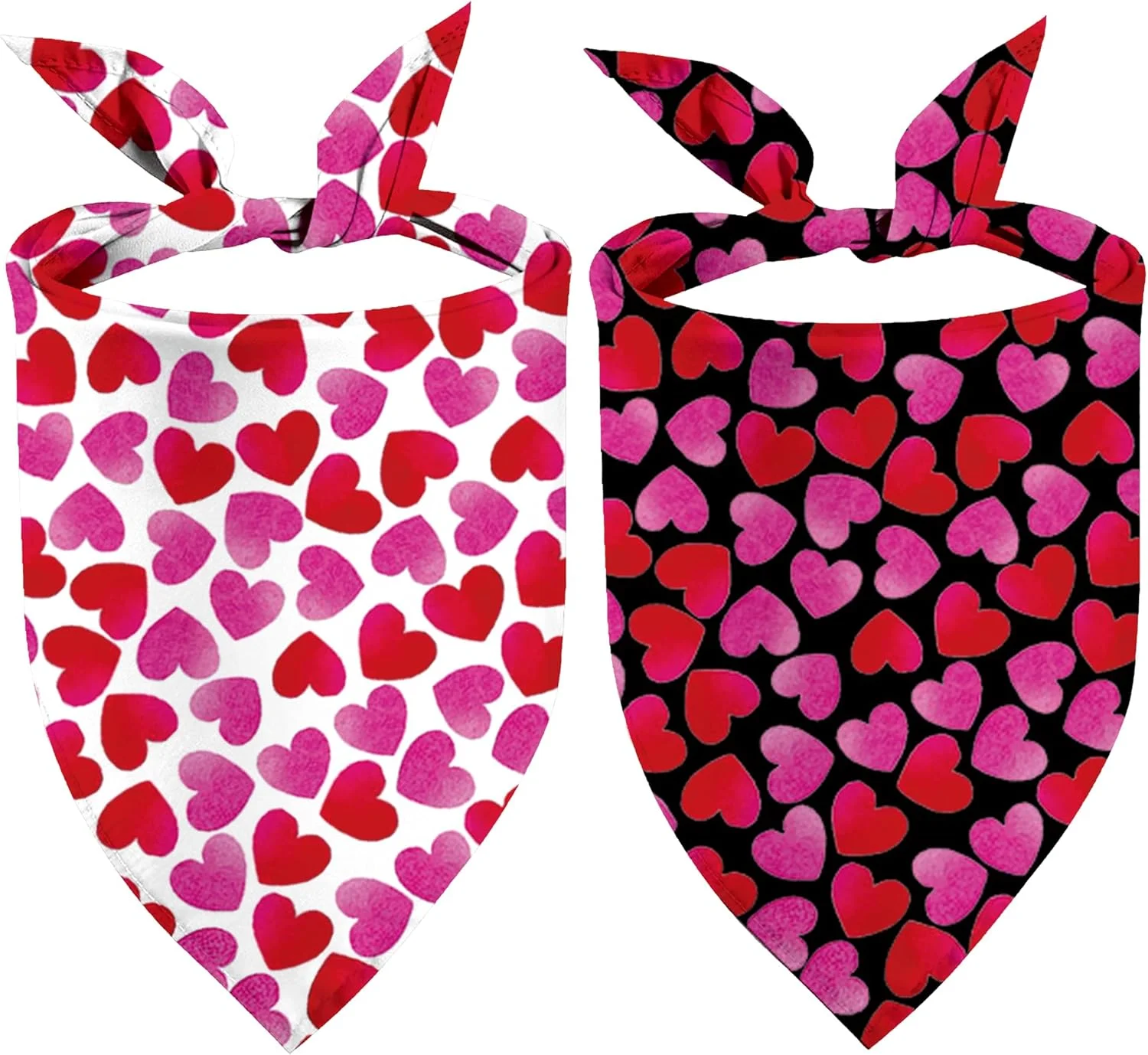 دو عدد دستمال گردن سگ طرح روز عشق، شال گردن سگ با طرح قلب های صورتی طیف دار برای سگ های پسر و دختر، دستمال گردن حیوانات خانگی برای هدیه روز عشق، دستمال گردن عمده برای سگ های کوچک