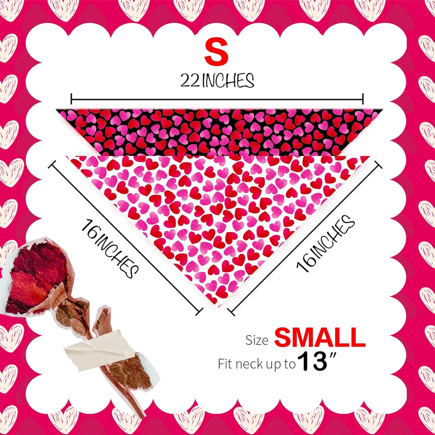دو عدد دستمال گردن سگ طرح روز عشق، شال گردن سگ با طرح قلب های صورتی طیف دار برای سگ های پسر و دختر، دستمال گردن حیوانات خانگی برای هدیه روز عشق، دستمال گردن عمده برای سگ های کوچک