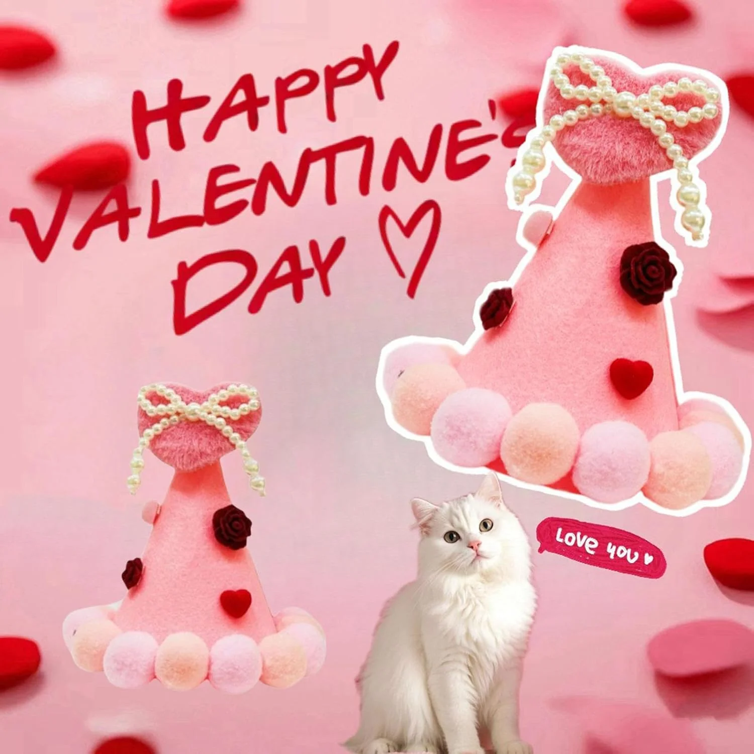 کلاه سگ روز عشق | کلاه روز ولنتاین حیوانات خانگی با توپ های پولیشی و طرح قلب | لوازم جانبی عکس، لباس پوشیدنی حیوانات خانگی، پوشش سر برای سگ ها و گربه های کوچک کلاه سگ روز عشق | کلاه روز ولنتاین حیوانات خانگی با توپ های پولیشی و طرح قلب | لوازم جانبی عکس، لباس پوشیدنی حیوانات خانگی، پوشش سر برای سگ ها و گربه های کوچک