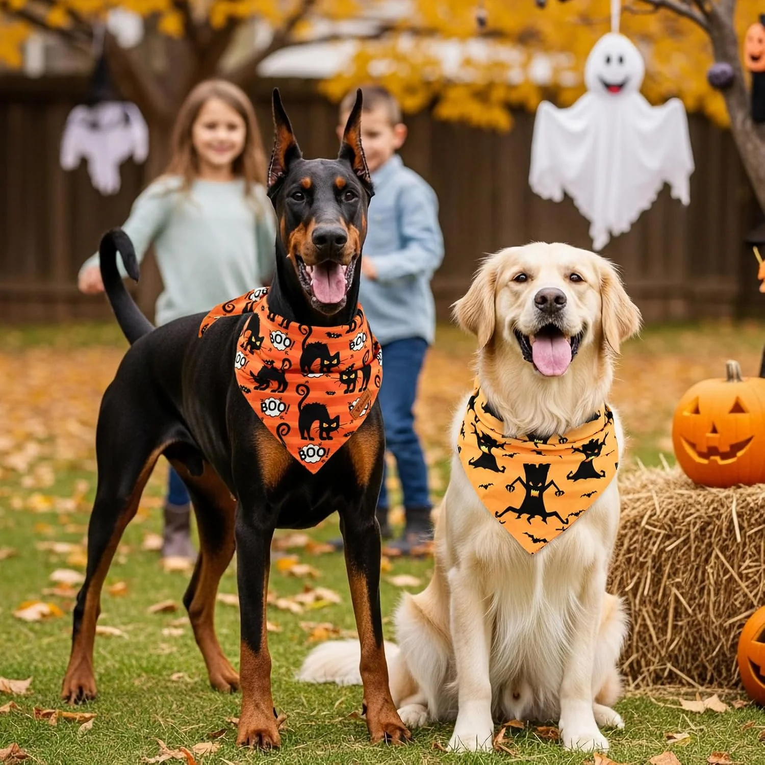 بسته 3 عددی دستمال گردن سگ طرح هالووین، دستمال گردن دو طرفه حیوانات خانگی با طرح های کدو تنبل، عنکبوت و خفاش، پیشبند مثلثی حیوانات خانگی برای سگ های کوچک، متوسط و بزرگ سایز XL