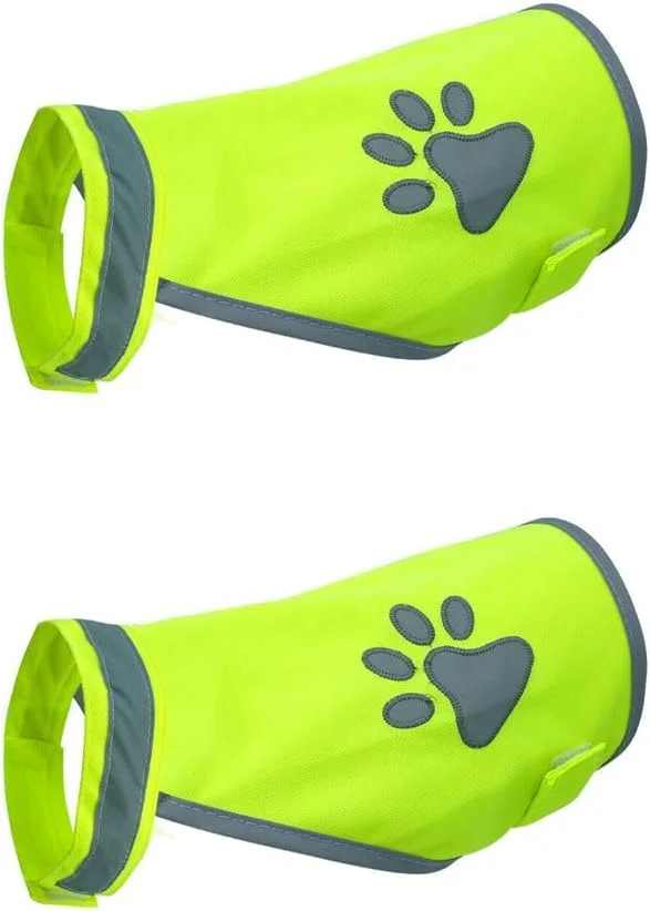 دو عدد جلیقه سگ بازتابنده سبز فلورسنت دید بالا، کت قابل تنظیم حیوانات خانگی با بست حلقه ای برای سگ ها دو عدد جلیقه سگ بازتابنده سبز فلورسنت دید بالا، کت قابل تنظیم حیوانات خانگی با بست حلقه ای برای سگ ها