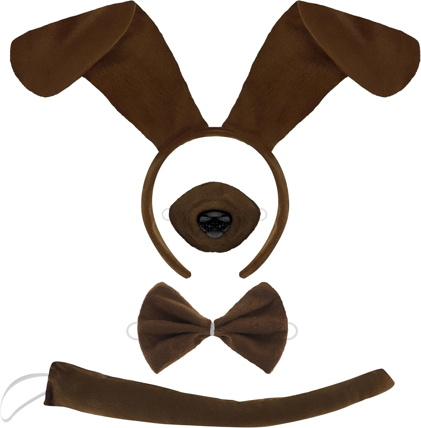 ست ۴ تکه لباس سگ داشهوند قهوه ای شامل تل سر گوش، بینی، پاپیون و دم برای مهمانی های با تم حیوانات، سیرک هالووین، لباس الهام گرفته از حیوانات خانگی سافاری ست ۴ تکه لباس سگ داشهوند قهوه ای شامل تل سر گوش، بینی، پاپیون و دم برای مهمانی های با تم حیوانات، سیرک هالووین، لباس الهام گرفته از حیوانات خانگی سافاری