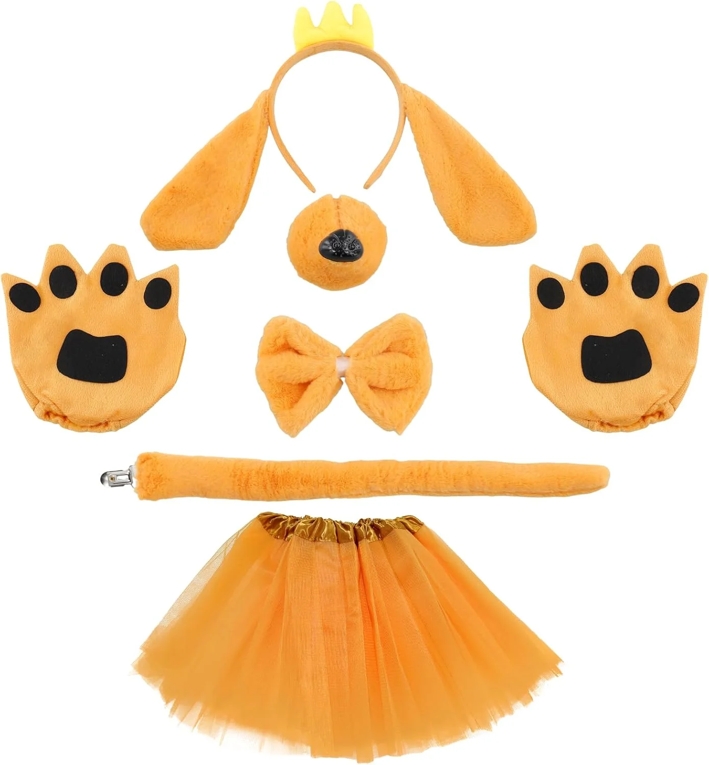 ست لباس سگ قهوه ای ۷ تکه شامل تل گوش های پولیشی، پاپیون، دم و دستکش برای بازی های سرگرم کننده، مهمانی های با تم ماجراجویی و ایفای نقش ست لباس سگ قهوه ای ۷ تکه شامل تل گوش های پولیشی، پاپیون، دم و دستکش برای بازی های سرگرم کننده، مهمانی های با تم ماجراجویی و ایفای نقش