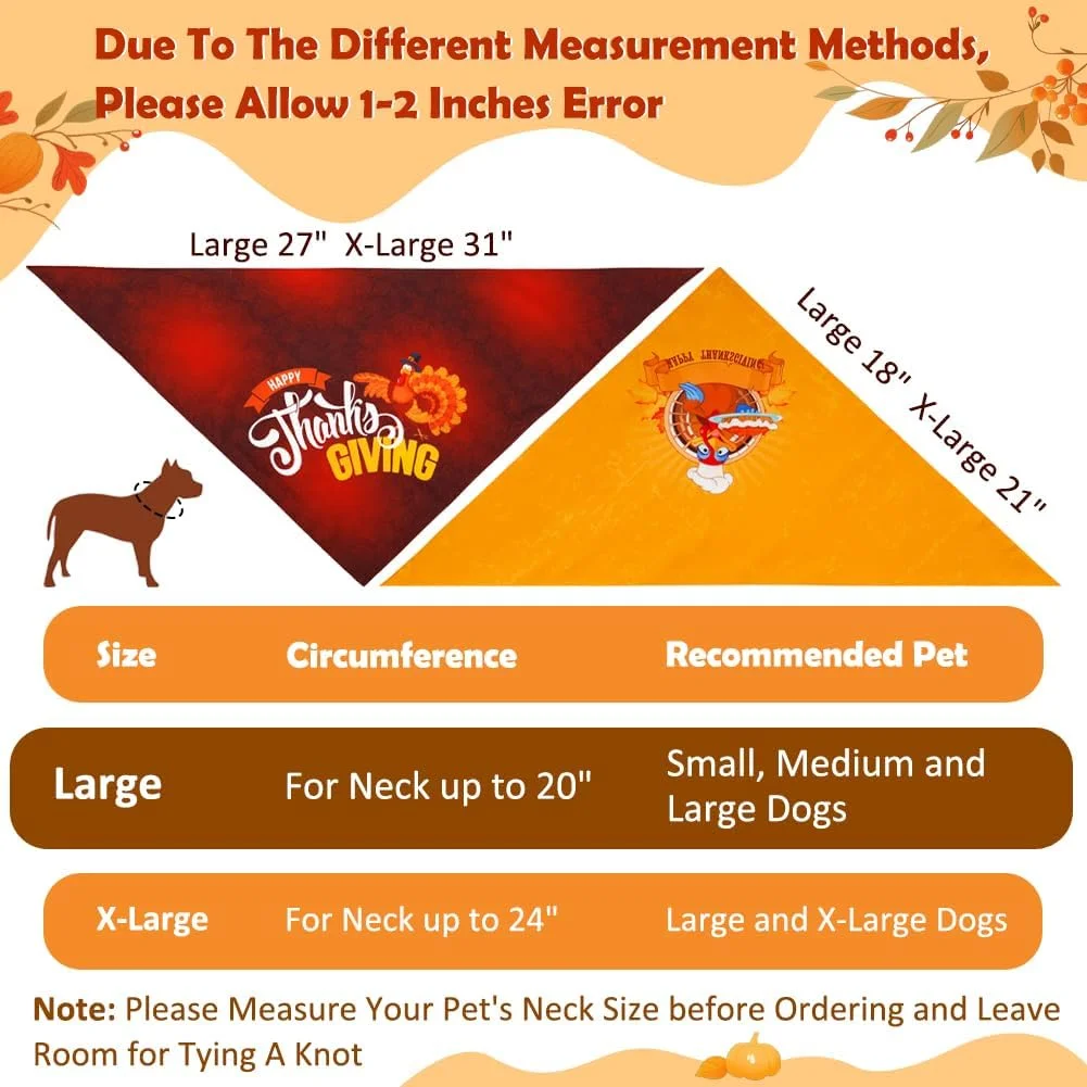 دو عدد دستمال گردن سگ با طرح شکرگزاری (بزرگ)