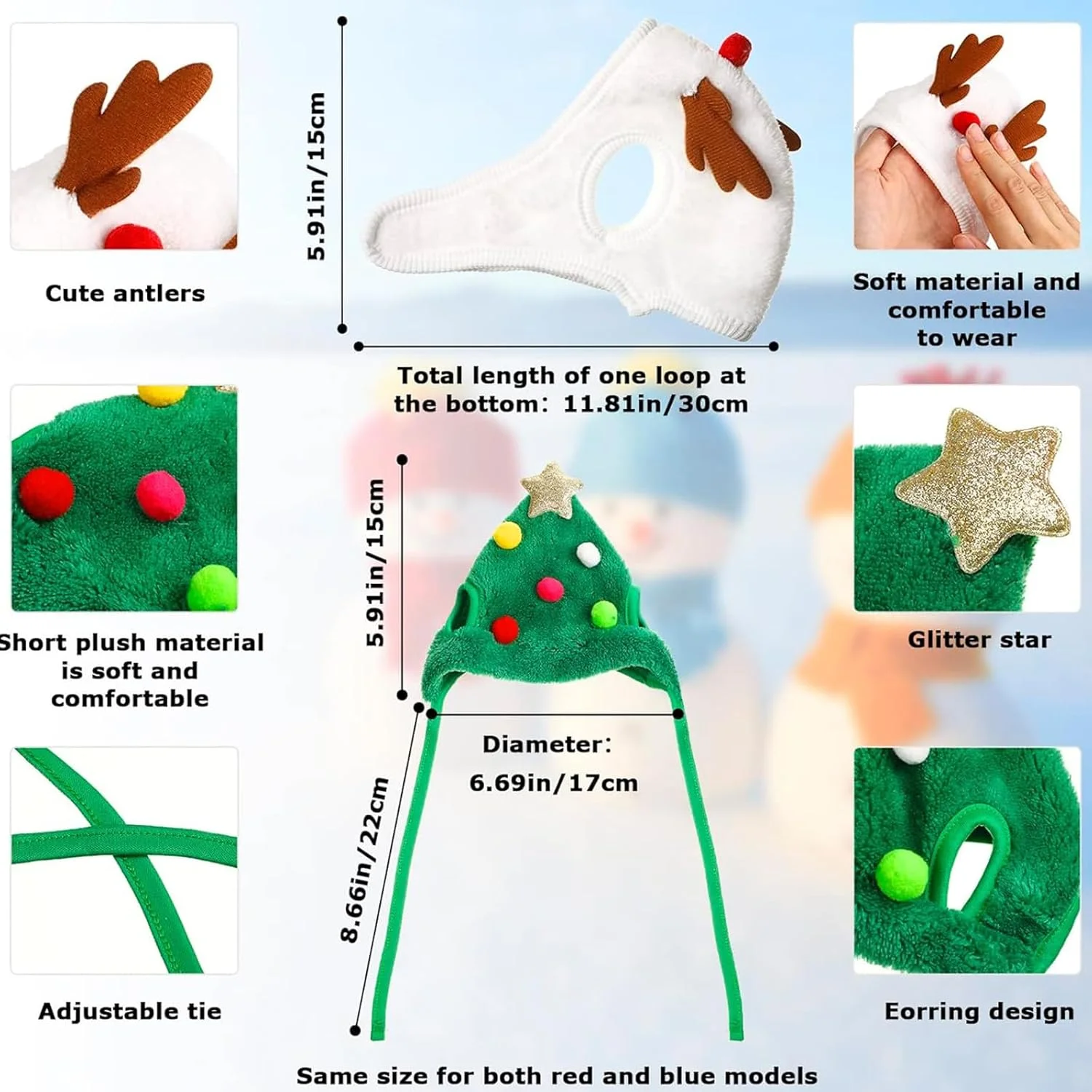 لباس کریسمس سگ و گربه VUCATIN، لباس حیوانات خانگی کریسمس، کلاه درخت کریسمس، یقه های بابانوئل، پیشبند، هدبند گوزن شمالی برای سگ های کوچک، توله سگ و گربه ها (L, گوزن) لباس کریسمس سگ و گربه VUCATIN، لباس حیوانات خانگی کریسمس، کلاه درخت کریسمس، یقه های بابانوئل، پیشبند، هدبند گوزن شمالی برای سگ های کوچک، توله سگ و گربه ها (L, گوزن)