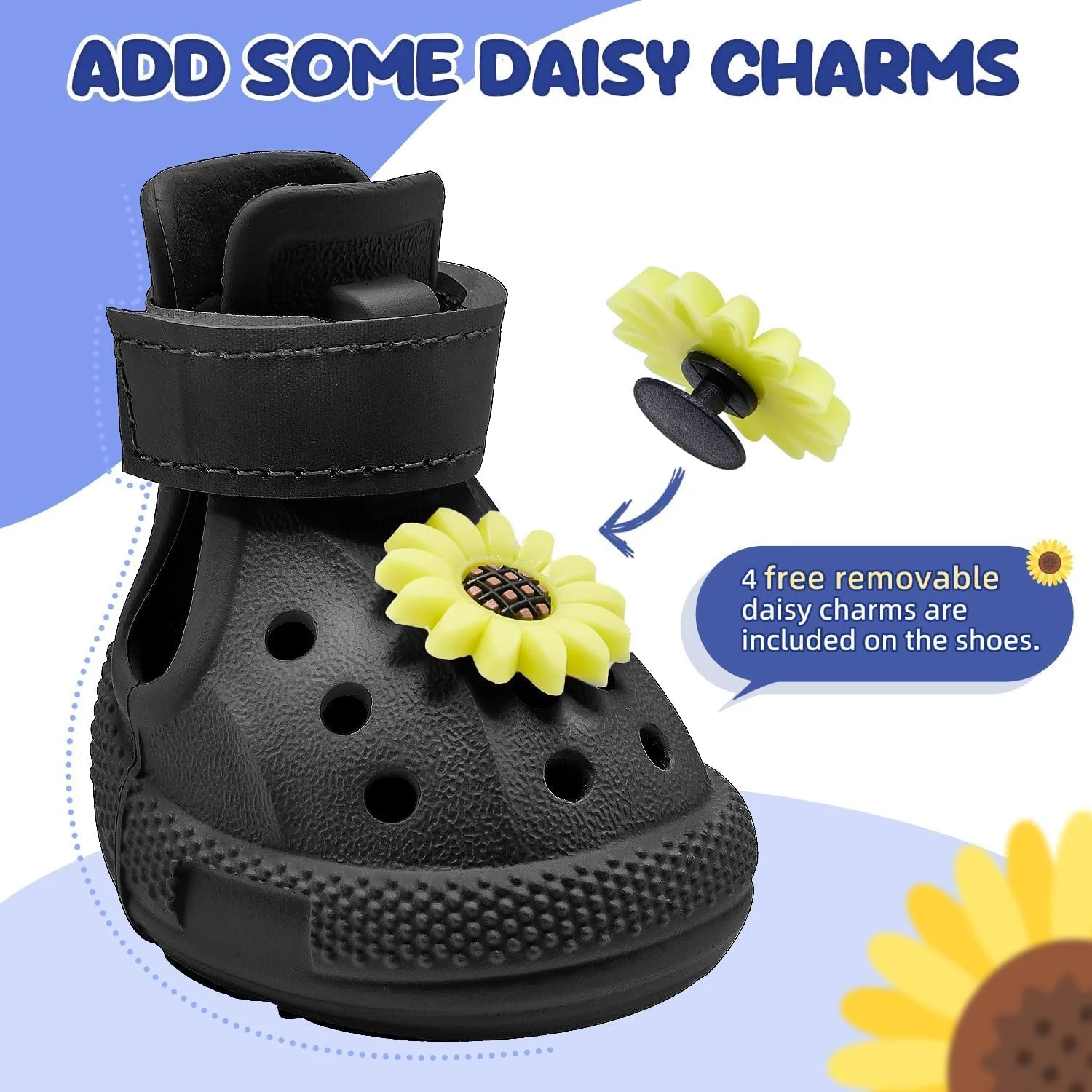 کفش سگ ضد لغزش برای پیاده روی با نوارهای بازتابنده، کفش سگ فضای باز با تمیز کردن آسان برای پیاده روی سگ های کوچک متوسط بزرگ (مشکی، سایز 2)