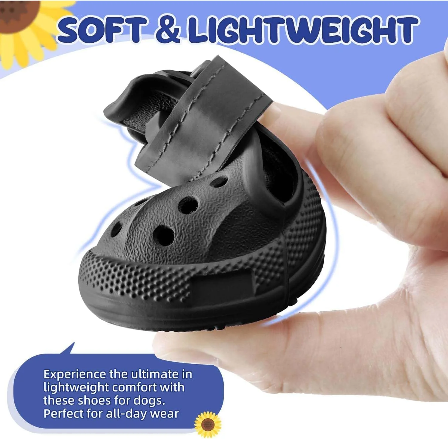 کفش سگ ضد لغزش برای پیاده روی با نوارهای بازتابنده، کفش سگ فضای باز با تمیز کردن آسان برای پیاده روی سگ های کوچک متوسط بزرگ (مشکی، سایز 2)