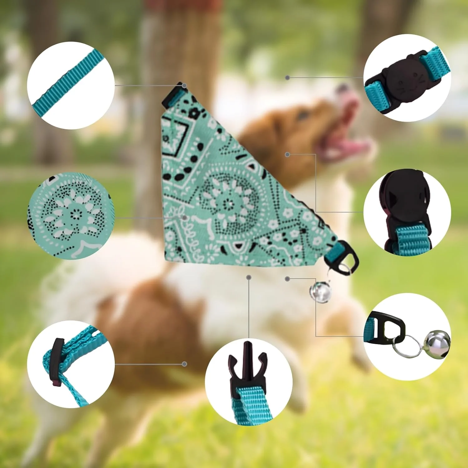 ست 6 عددی دستمال گردن سگ قابل شستشو، شال گردن حیوانات خانگی با طرح بوهو قابل تنظیم برای سگ ها و گربه های کوچک تا متوسط، شیک، بادوام و نرم، لوازم جانبی حیوانات خانگی برای استفاده روزمره و مناسبت های خاص