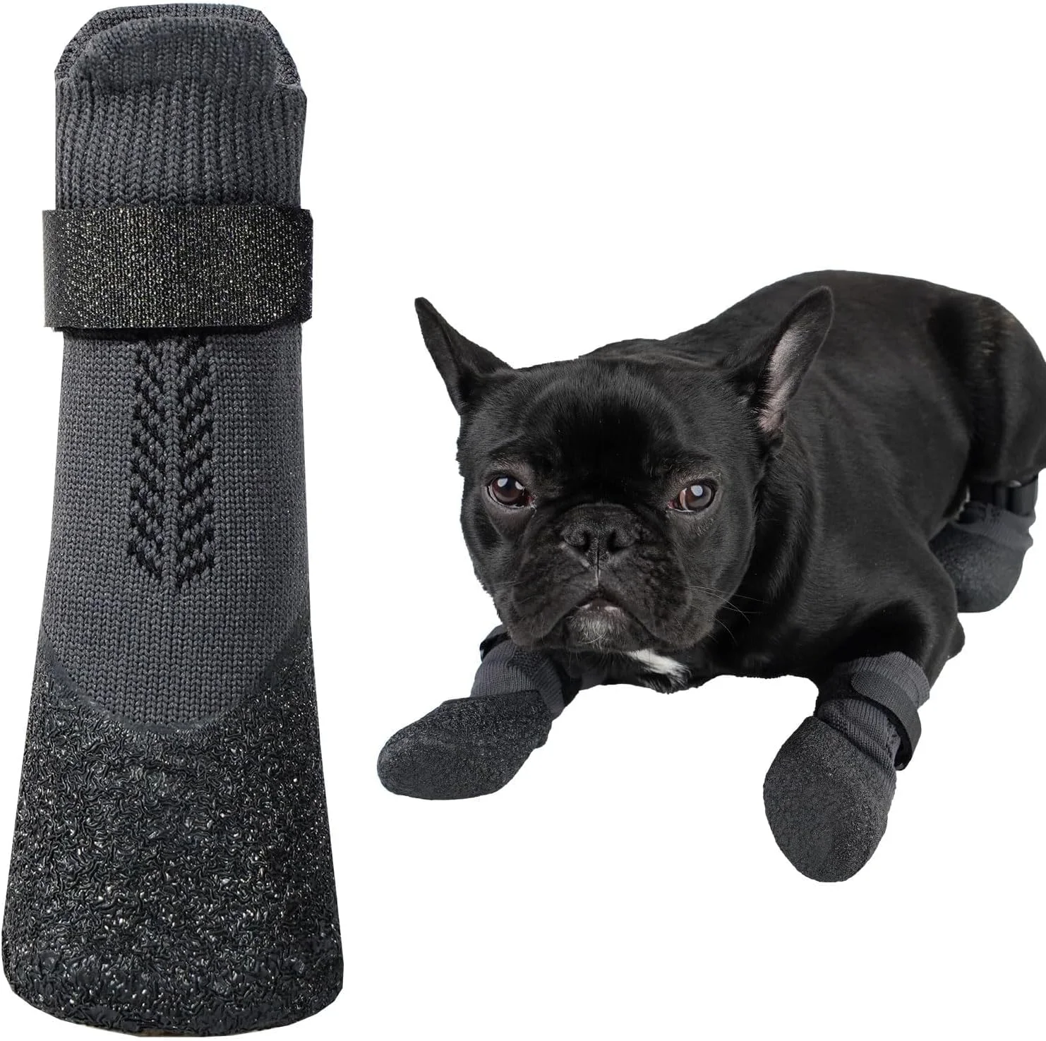 محافظ پنجه ضد لغزش و ضد آب برای برف و باران زمستانی و پیاده‌روهای داغ، کفش سگ برای سگ‌های کوچک، متوسط، بزرگ و مسن، پاپوش سگ قابل تنظیم برای همه نژادها