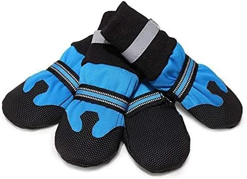 کفش محافظ ضد آب و ضد لغزش پنجه حیوانات خانگی مناسب برف برای لابرادور هاسکی (سایز بزرگ، 4 عدد، آبی)