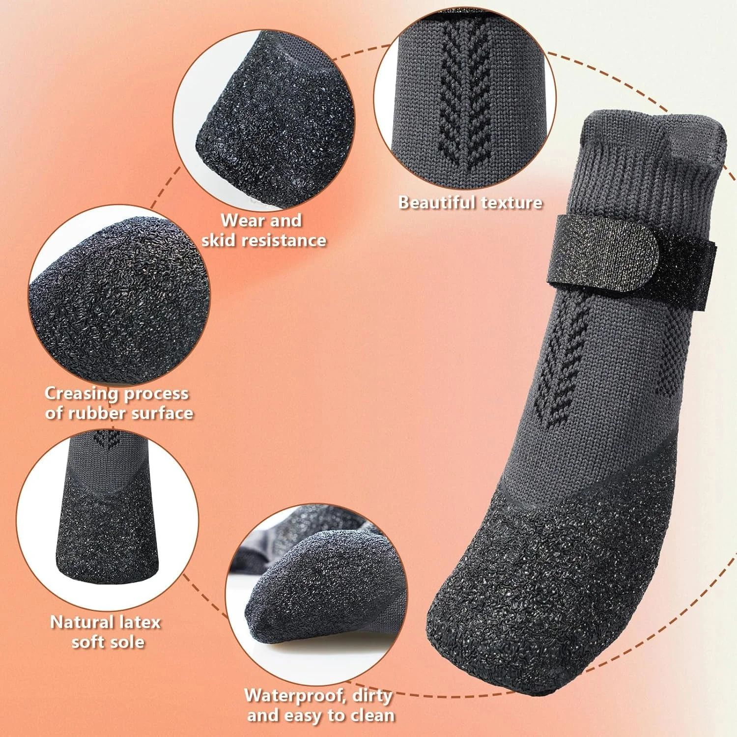 محافظ پنجه ضد لغزش و ضد آب برای برف و باران زمستانی و پیاده‌روهای داغ، کفش سگ برای سگ‌های کوچک، متوسط، بزرگ و مسن، پاپوش سگ قابل تنظیم برای همه نژادها