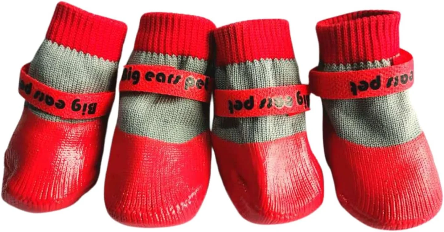 جوراب سگ ضد آب و تنفسی با زیره ضد لغزش، کفش سگ مقاوم در برابر سایش برای پیاده روی و دویدن - سایز کوچک (قرمز)