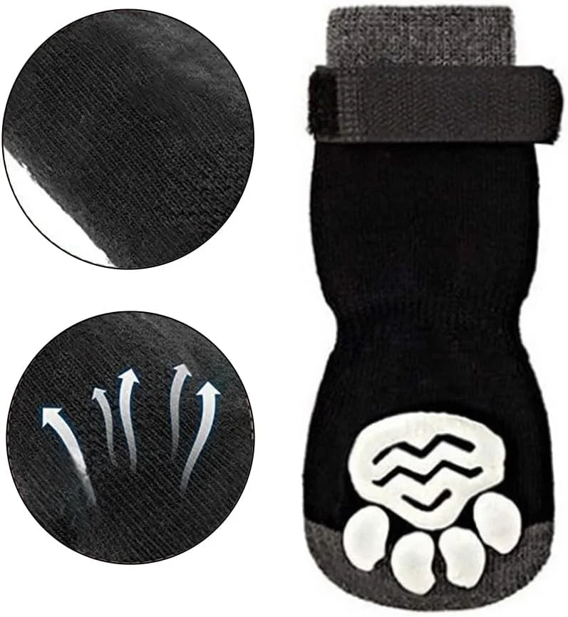 جوراب و چکمه حیوانات خانگی برای گربه ها و سگ ها، کفش های ضد آب و ضد لغزش برای نژادهای کوچک و بزرگ، محافظت از پنجه در فضای باز، طراحی ضد لغزش برای راحتی و ایمنی، خال زرد (M)