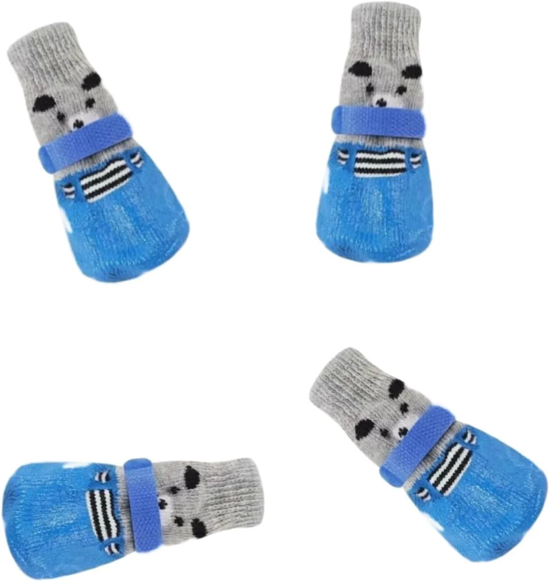 کفش سگ ضد آب جوراب های تنفسی، با زیره ضد لغزش و چسب جادویی قابل تنظیم محافظت از پنجه ها مناسب فقط برای سگ های کوچک (آبی، M)