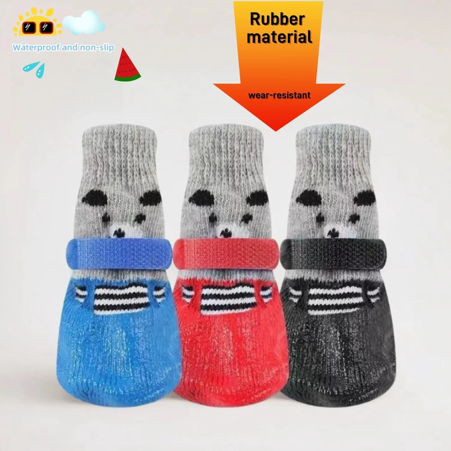 کفش سگ ضد آب جوراب های تنفسی، با زیره ضد لغزش و چسب جادویی قابل تنظیم محافظت از پنجه ها مناسب فقط برای سگ های کوچک (آبی، M)