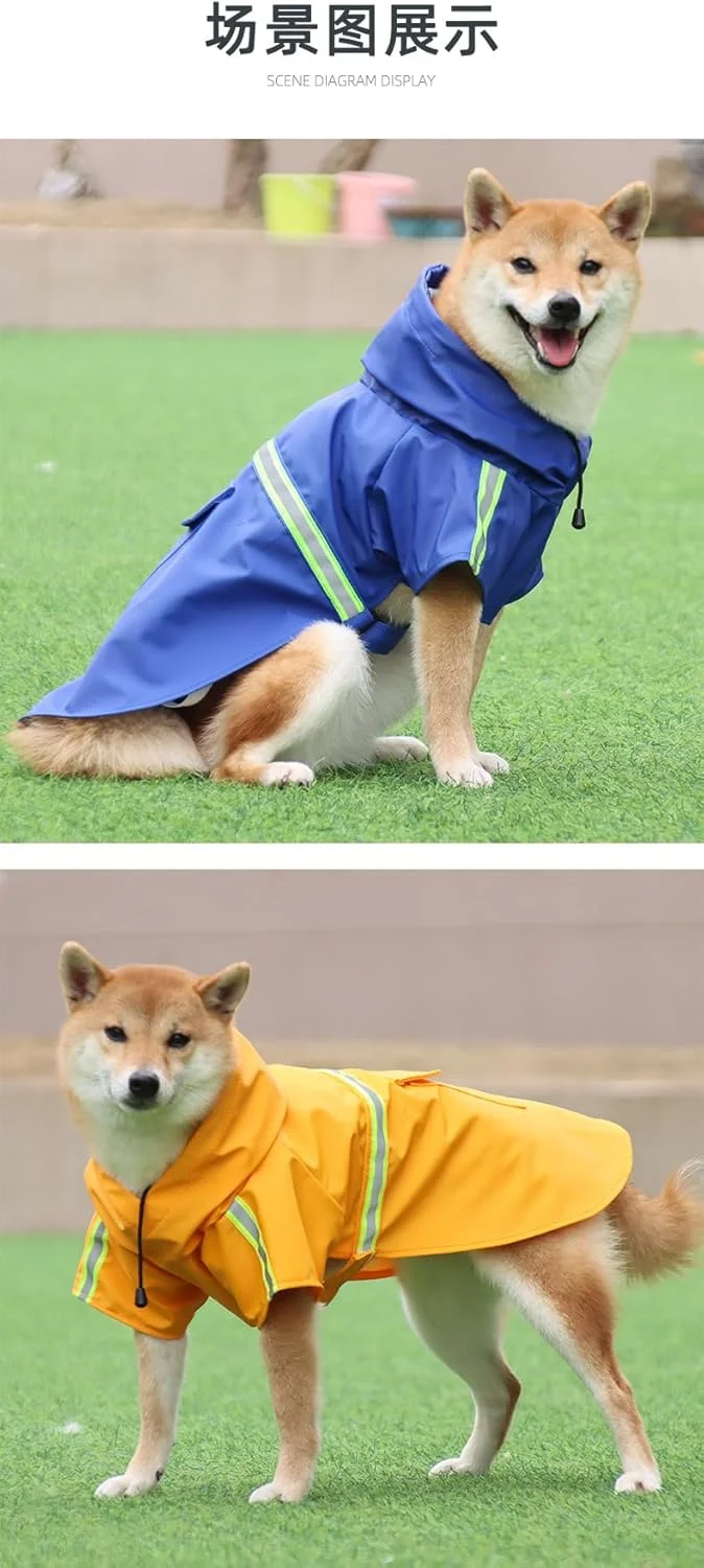 بارانی ضد آب سگ، لباس بارانی سبک وزن بازتابنده قابل تنظیم حیوانات خانگی با کلاه پانچو (M، آبی) بارانی ضد آب سگ، لباس بارانی سبک وزن بازتابنده قابل تنظیم حیوانات خانگی با کلاه پانچو (M، آبی)