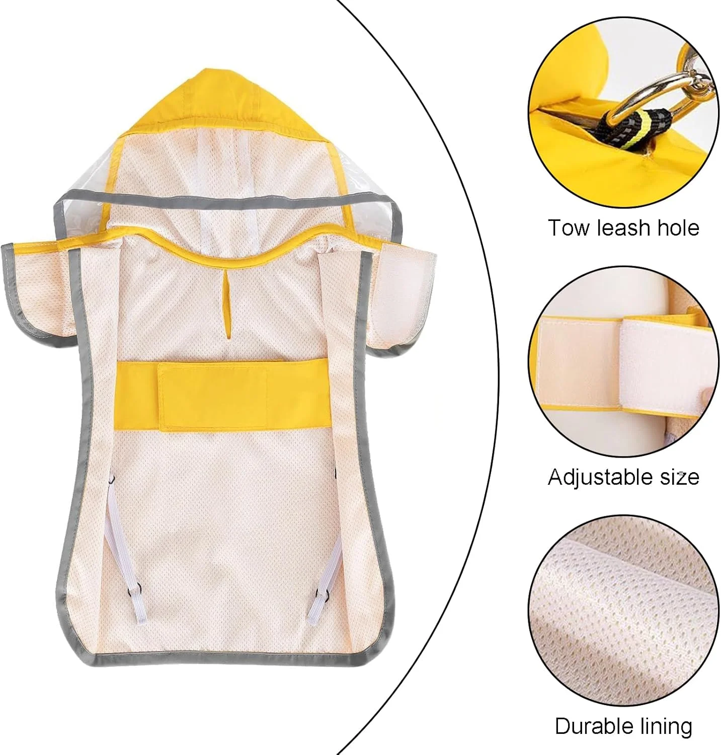 بارانی ضد آب سگ با بندهای قابل تنظیم و جیب نگهداری، پانچوی کلاه دار شفاف، ژاکت ضد آب سبک وزن توله سگ مناسب برای سگ ها و توله سگ های کوچک، متوسط و بزرگ بارانی ضد آب سگ با بندهای قابل تنظیم و جیب نگهداری، پانچوی کلاه دار شفاف، ژاکت ضد آب سبک وزن توله سگ مناسب برای سگ ها و توله سگ های کوچک، متوسط و بزرگ