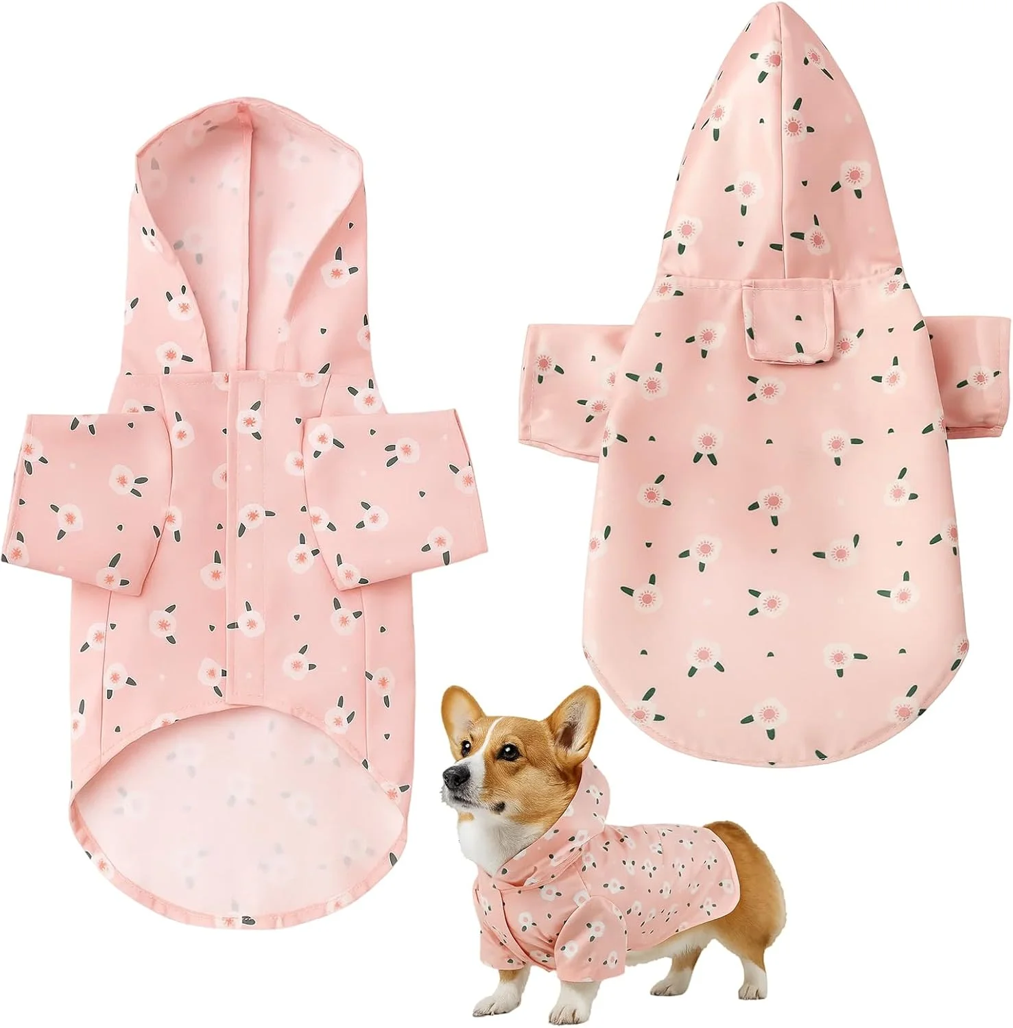 بارانی سگ، بارانی ضد آب سگ با پوشش کامل بدن، لباس بارانی سبک وزن برای سگ های کوچک تا متوسط، بارانی سگ صورتی برای آب و هوای بارانی بارانی سگ، بارانی ضد آب سگ با پوشش کامل بدن، لباس بارانی سبک وزن برای سگ های کوچک تا متوسط، بارانی سگ صورتی برای آب و هوای بارانی