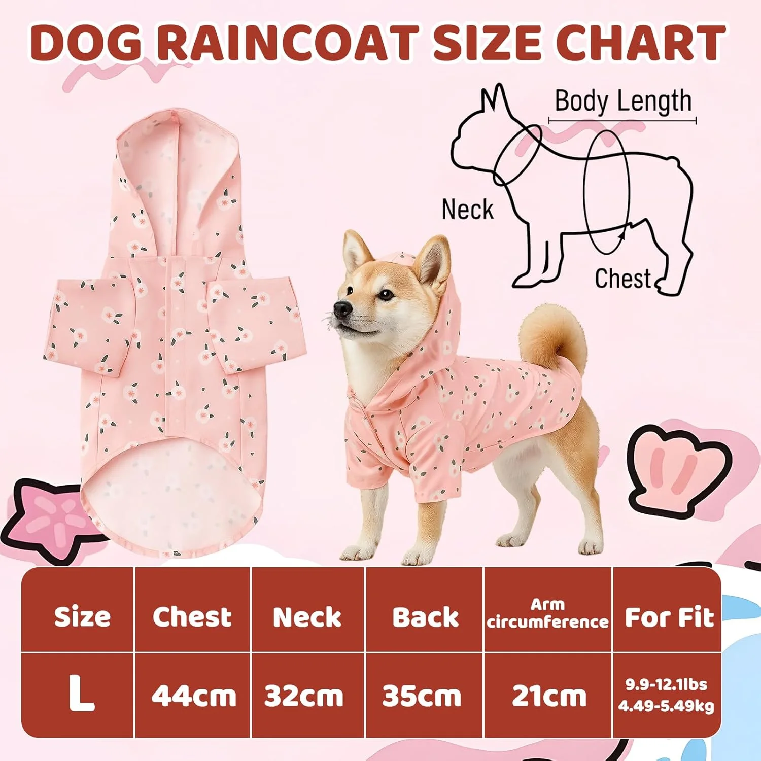 بارانی سگ، بارانی ضد آب سگ با پوشش کامل بدن، لباس بارانی سبک وزن برای سگ های کوچک تا متوسط، بارانی سگ صورتی برای آب و هوای بارانی بارانی سگ، بارانی ضد آب سگ با پوشش کامل بدن، لباس بارانی سبک وزن برای سگ های کوچک تا متوسط، بارانی سگ صورتی برای آب و هوای بارانی