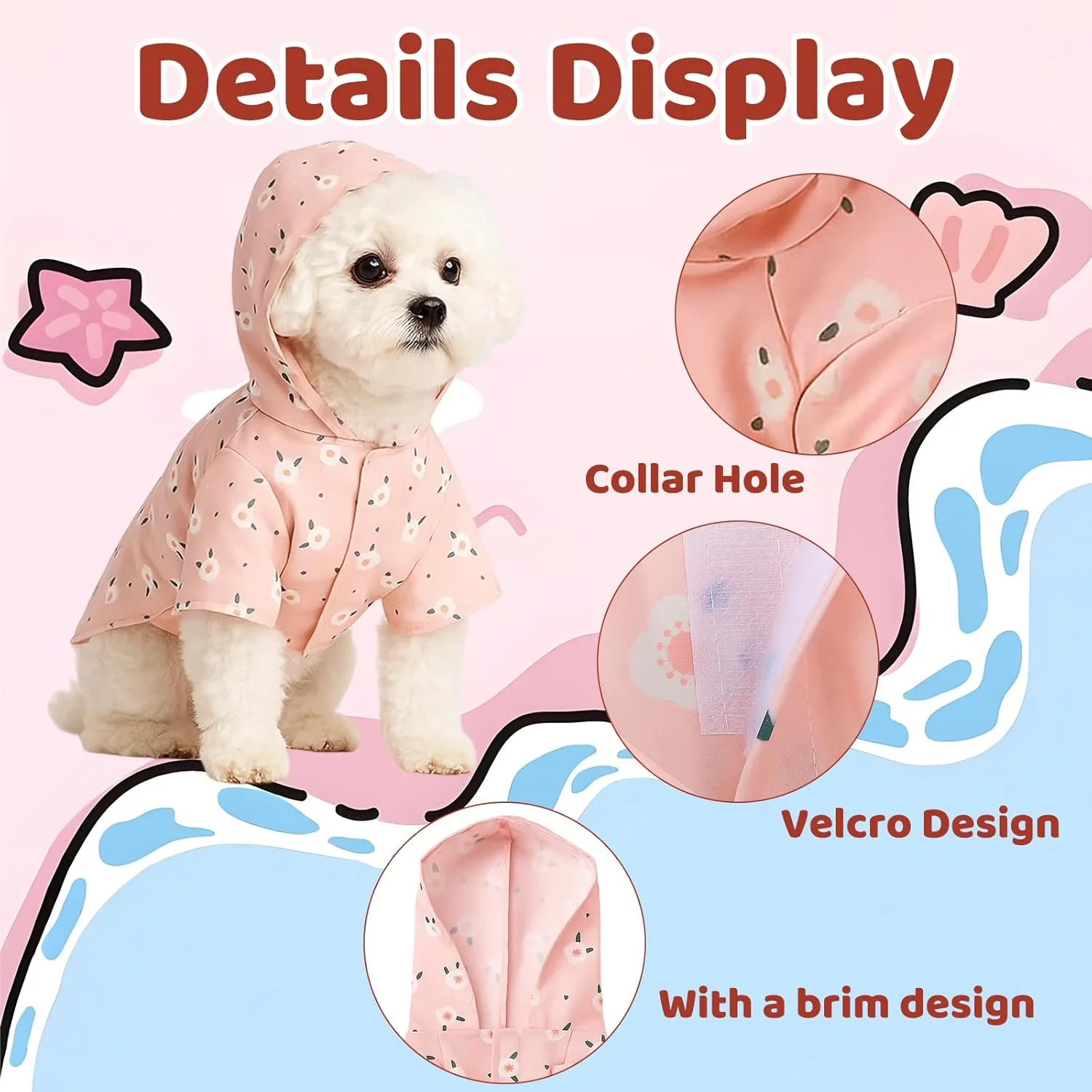 بارانی سگ، بارانی ضد آب سگ با پوشش کامل بدن، لباس بارانی سبک وزن برای سگ های کوچک تا متوسط، بارانی سگ صورتی برای آب و هوای بارانی بارانی سگ، بارانی ضد آب سگ با پوشش کامل بدن، لباس بارانی سبک وزن برای سگ های کوچک تا متوسط، بارانی سگ صورتی برای آب و هوای بارانی