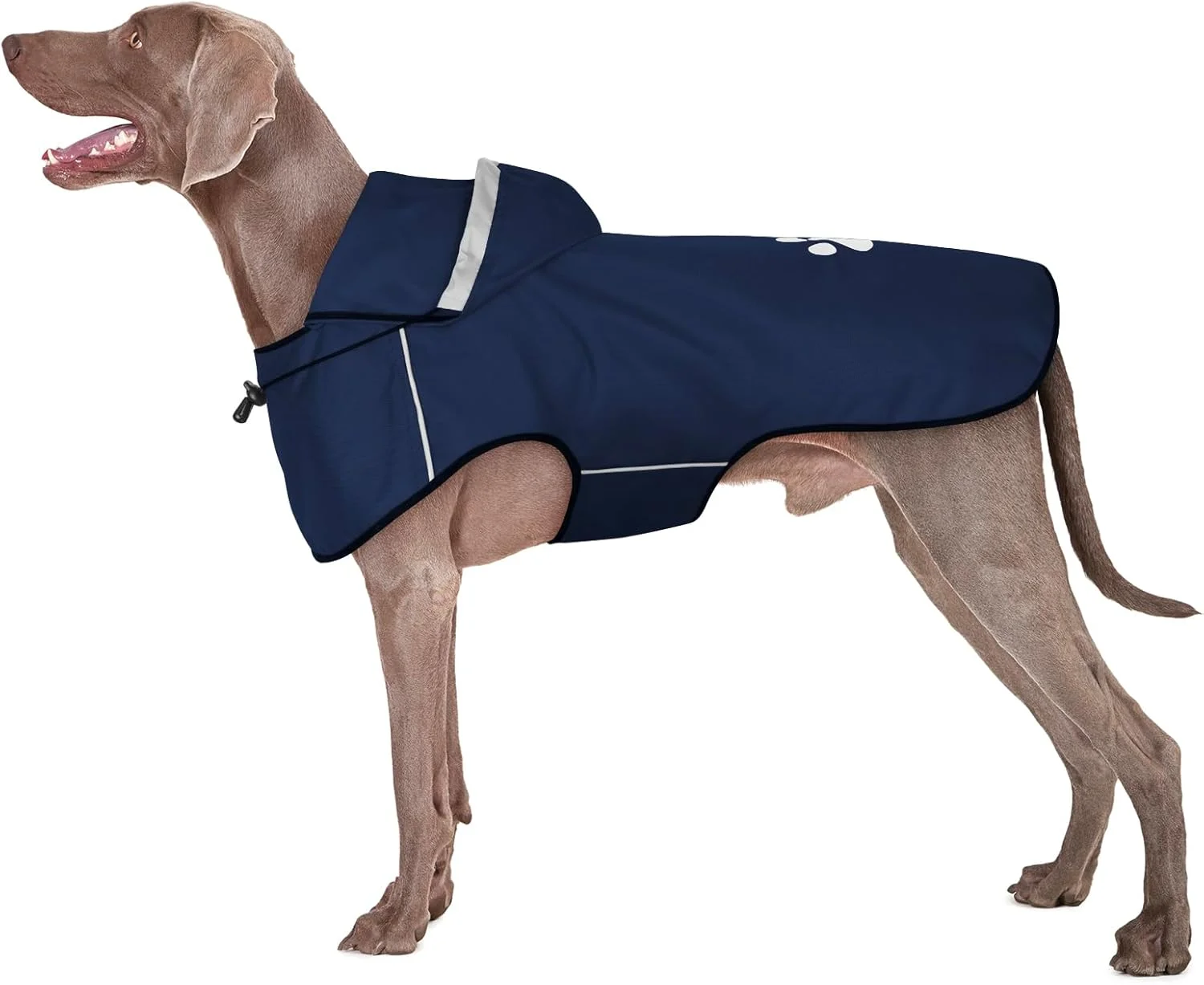 بارانی ضد آب سگ برای سگ های بزرگ، بارانی سگ بازتابنده با کلاه، بارانی سگ کلاه دار نرم و سبک وزن با بند کشی قابل تنظیم/نوار بازتابنده/سوراخ قلاده، بارانی سگ ضد آب، سایز XL