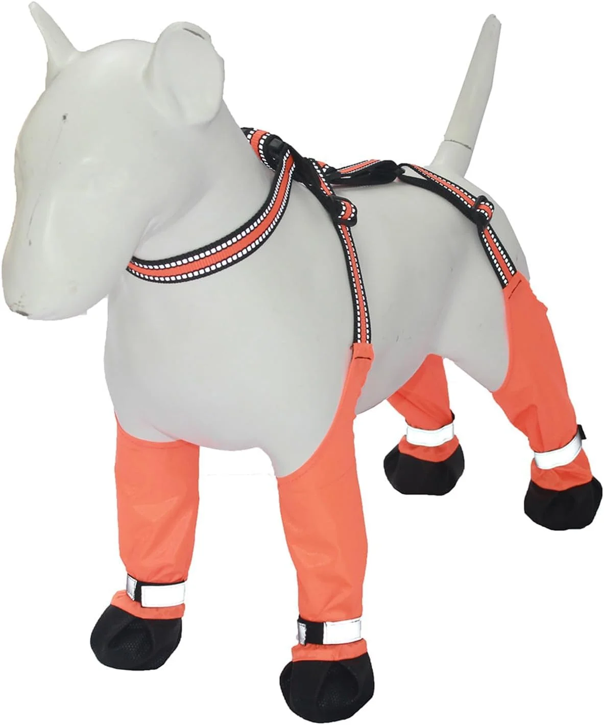 کفش سگ ضد آب با نوار بازتابنده، ساق بند چکمه پنجه سگ ضد لغزش، چکمه های بند دار قابل تنظیم با نوار بازتابنده برای محافظت از پنجه در پیاده روی در فضای باز نارنجی + S