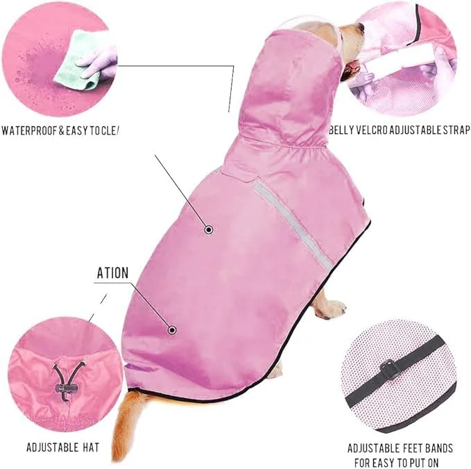 بارانی سگ بازتابنده ضد آب با کلاه شفاف، سبک و بادوام برای سگ های متوسط تا بزرگ بارانی سگ بازتابنده ضد آب با کلاه شفاف، سبک و بادوام برای سگ های متوسط تا بزرگ