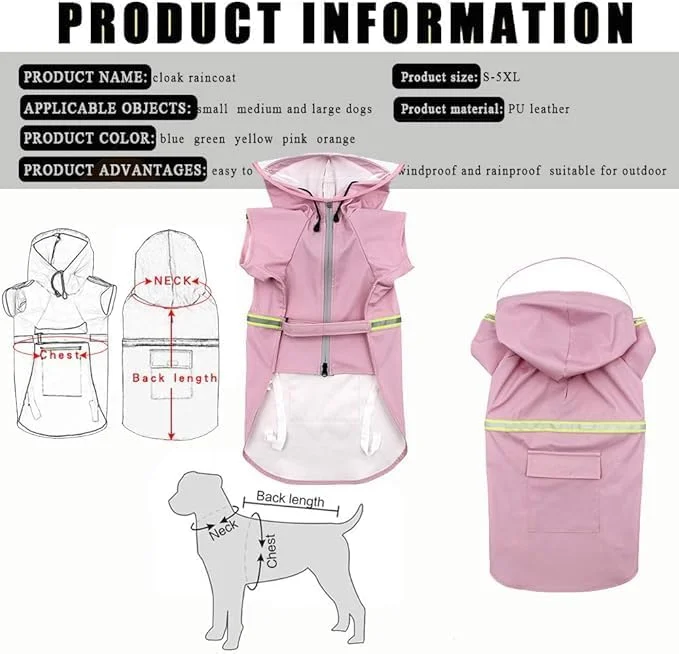 بارانی سگ بازتابنده ضد آب با کلاه شفاف، سبک و بادوام برای سگ های متوسط تا بزرگ بارانی سگ بازتابنده ضد آب با کلاه شفاف، سبک و بادوام برای سگ های متوسط تا بزرگ