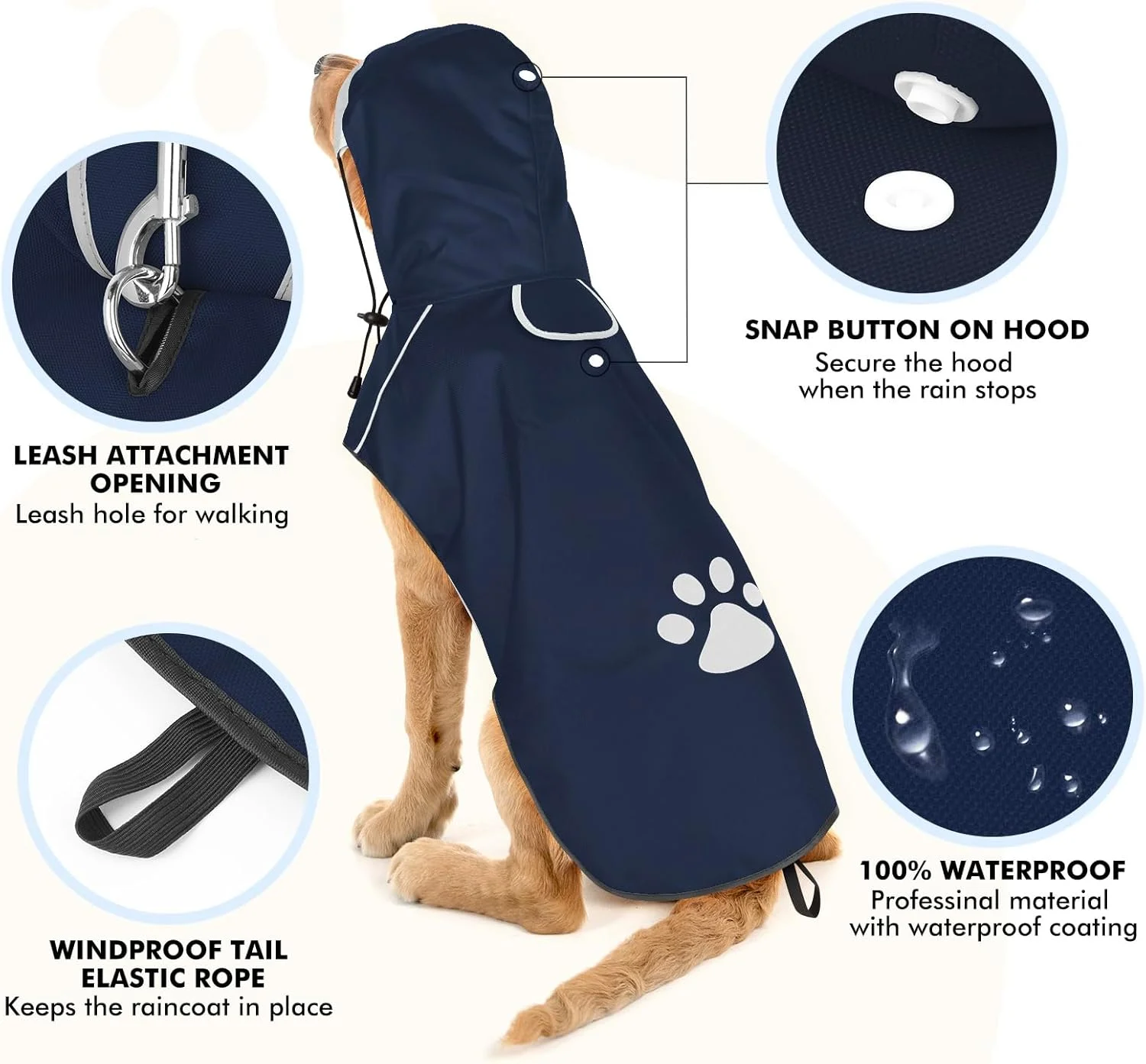 بارانی سگ، ژاکت ضد آب سگ، بارانی سگ بازتابنده با کلاه، بارانی کلاهدار سبک وزن نرم با بند کشی قابل تنظیم/نوار بازتابنده/سوراخ قلاده، بارانی برای پیاده روی سگ ها، سایز L بارانی سگ، ژاکت ضد آب سگ، بارانی سگ بازتابنده با کلاه، بارانی کلاهدار سبک وزن نرم با بند کشی قابل تنظیم/نوار بازتابنده/سوراخ قلاده، بارانی برای پیاده روی سگ ها، سایز L