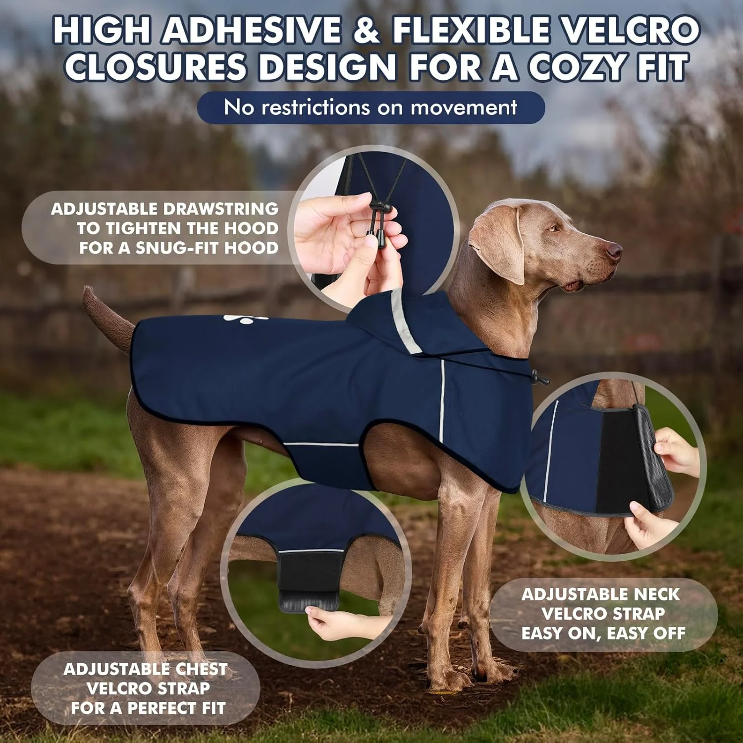 بارانی سگ، ژاکت ضد آب سگ، بارانی سگ بازتابنده با کلاه، بارانی کلاهدار سبک وزن نرم با بند کشی قابل تنظیم/نوار بازتابنده/سوراخ قلاده، بارانی برای پیاده روی سگ ها، سایز L بارانی سگ، ژاکت ضد آب سگ، بارانی سگ بازتابنده با کلاه، بارانی کلاهدار سبک وزن نرم با بند کشی قابل تنظیم/نوار بازتابنده/سوراخ قلاده، بارانی برای پیاده روی سگ ها، سایز L