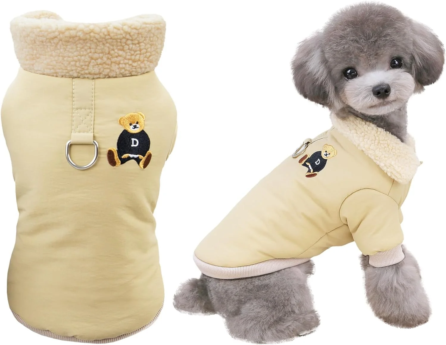 کت سگ ژاکت ضد باد پشمی گرم ژاکت زمستانی لباس ضخیم جلیقه ضخیم یقه خز طرح خرس کت سگ برای سگ کوچک سگ متوسط گربه (خاکی، XXL) کت سگ ژاکت ضد باد پشمی گرم ژاکت زمستانی لباس ضخیم جلیقه ضخیم یقه خز طرح خرس کت سگ برای سگ کوچک سگ متوسط گربه (خاکی، XXL)