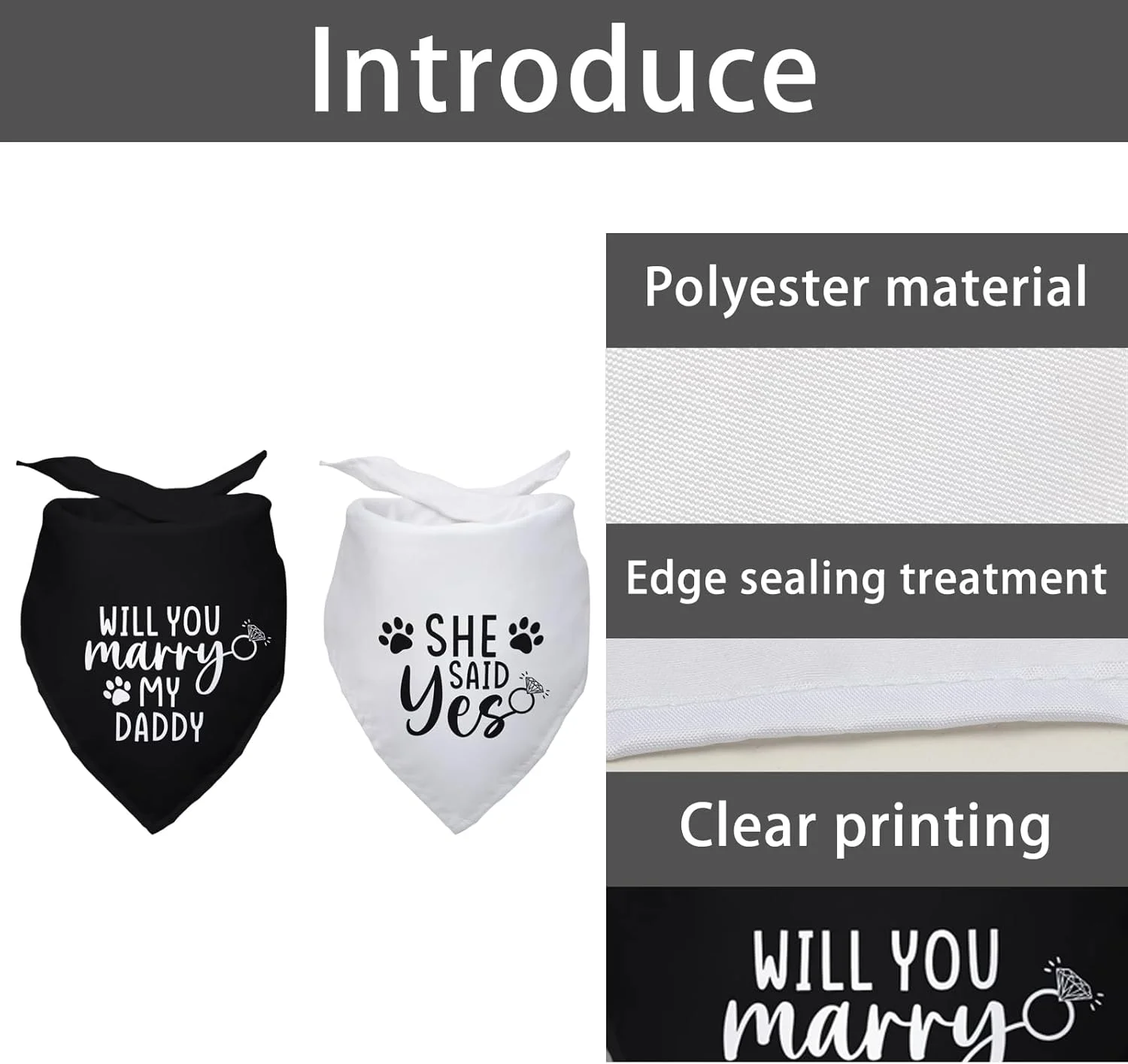 دستمال گردن سگ با طرح ازدواج، مناسب جشن عروسی، نامزدی و عکاسی، ست هدیه لوازم جانبی حیوانات خانگی، بسته 2 عددی