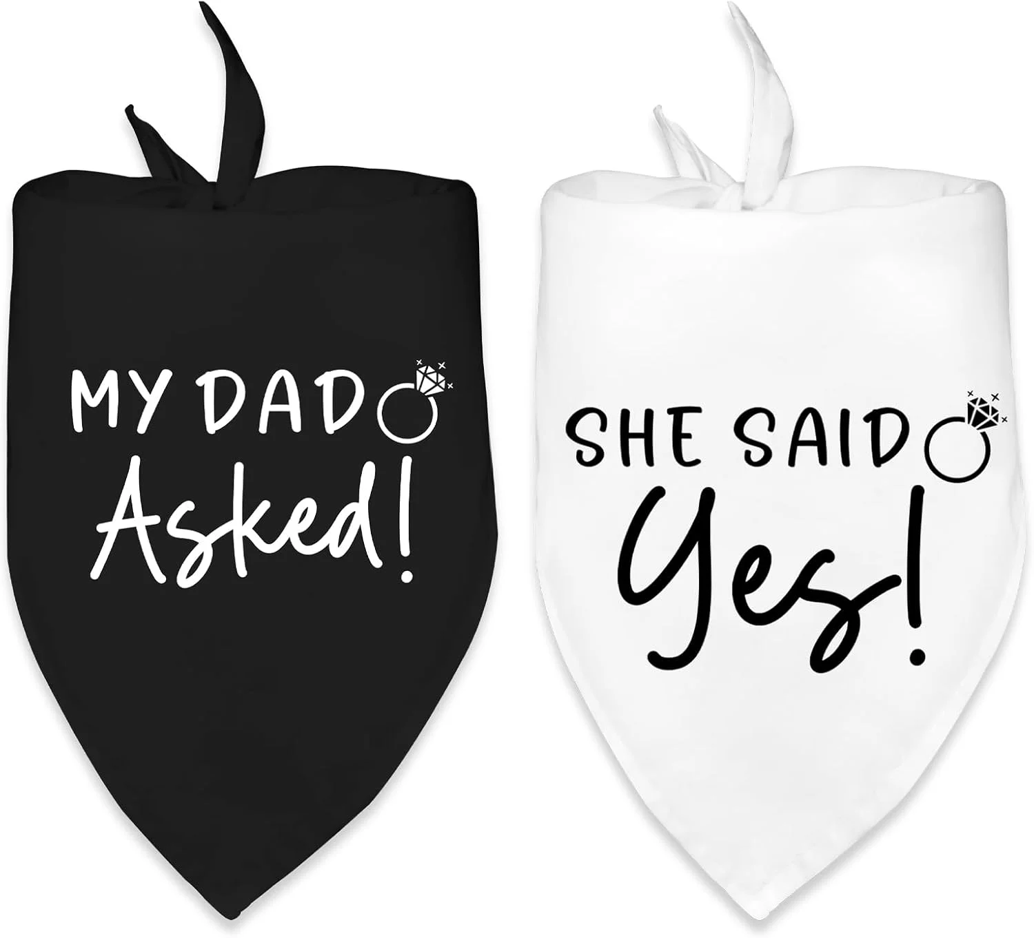 دستمال گردن سگ با طرح عروسی و نامزدی، اکسسوری و لباس سگ، شال سگ، مناسب عکاسی عروسی، طرح "پدرم پرسید! او بله گفت!"، لباس خنده دار سگ برای جشن نامزدی و عروسی (سیاه + سفید) دستمال گردن سگ با طرح عروسی و نامزدی، اکسسوری و لباس سگ، شال سگ، مناسب عکاسی عروسی، طرح "پدرم پرسید! او بله گفت!"، لباس خنده دار سگ برای جشن نامزدی و عروسی (سیاه + سفید)