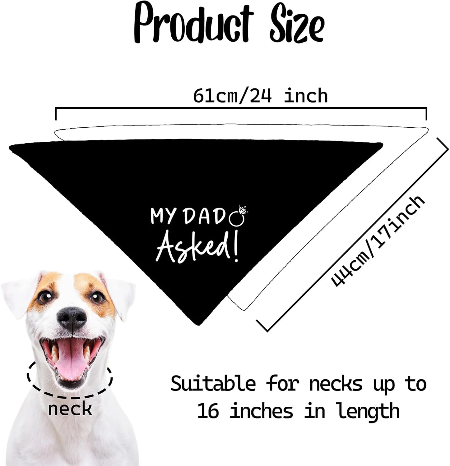 دستمال گردن سگ با طرح عروسی و نامزدی، اکسسوری و لباس سگ، شال سگ، مناسب عکاسی عروسی، طرح "پدرم پرسید! او بله گفت!"، لباس خنده دار سگ برای جشن نامزدی و عروسی (سیاه + سفید) دستمال گردن سگ با طرح عروسی و نامزدی، اکسسوری و لباس سگ، شال سگ، مناسب عکاسی عروسی، طرح "پدرم پرسید! او بله گفت!"، لباس خنده دار سگ برای جشن نامزدی و عروسی (سیاه + سفید)