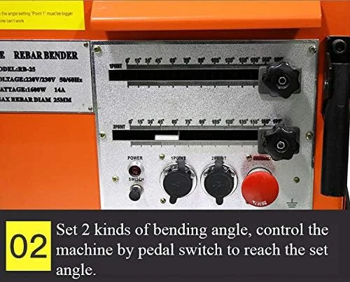 دستگاه خم کن میلگرد ریموآل، ابزار هیدرولیک 1600W/1700W با قابلیت تنظیم زاویه 180 درجه، مناسب برای خم کردن میلگرد فولادی 6 تا 25 میلی متر مدل RB-25