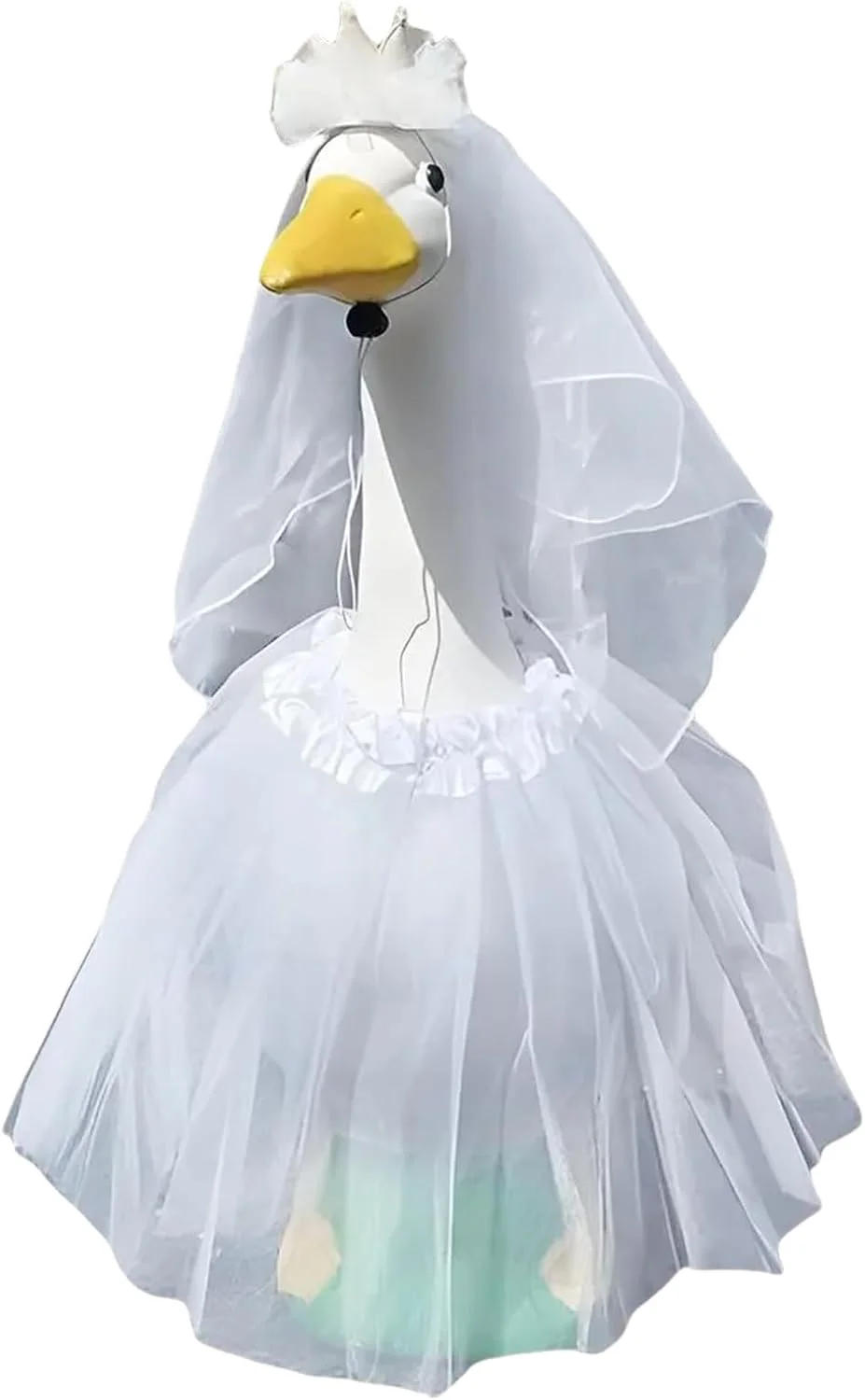 لباس عروسی غاز | لباس مهمانی حیوانات با تور، لباس سفید عروسکی غاز به همراه دامن و لوازم جانبی مناسب برای تزئین ایوان، جشن تعطیلات و مهمانی های فضای باز