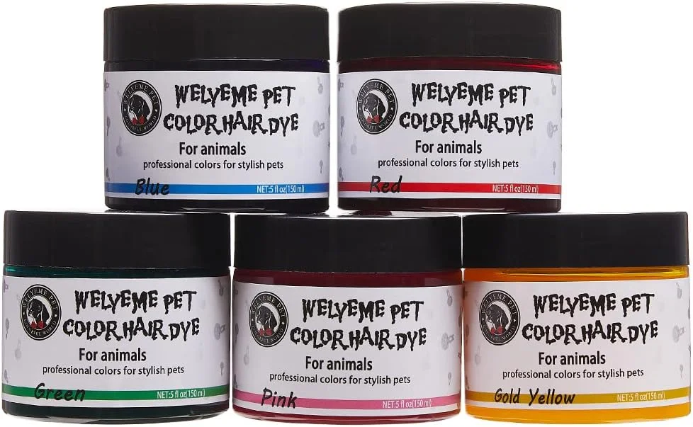 رنگ موی حیوانات خانگی رنگین کمانی، رنگ موی سگ/گربه، رنگ موی بی خطر و غیر سمی برای خز، کیت رنگ موی دائمی سگ/حیوانات