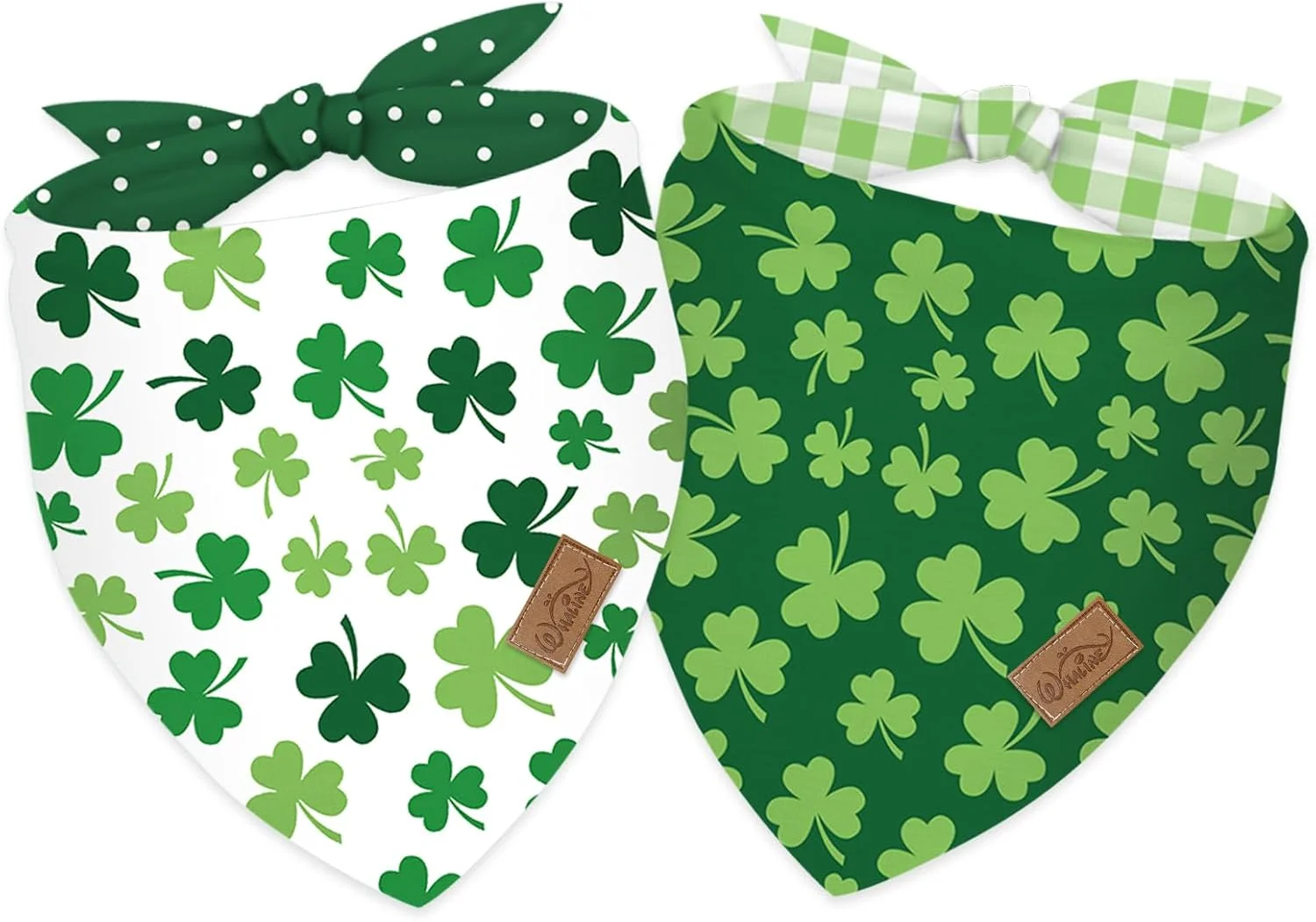 دو عدد دستمال گردن سگ طرح شبدر سبز برای روز سنت پاتریک، روسری مثلثی حیوانات خانگی، دستمال گردن قابل تنظیم برای سگ و گربه سایز متوسط و بزرگ، پیشبند سگ برای لوازم جانبی جشن تولد