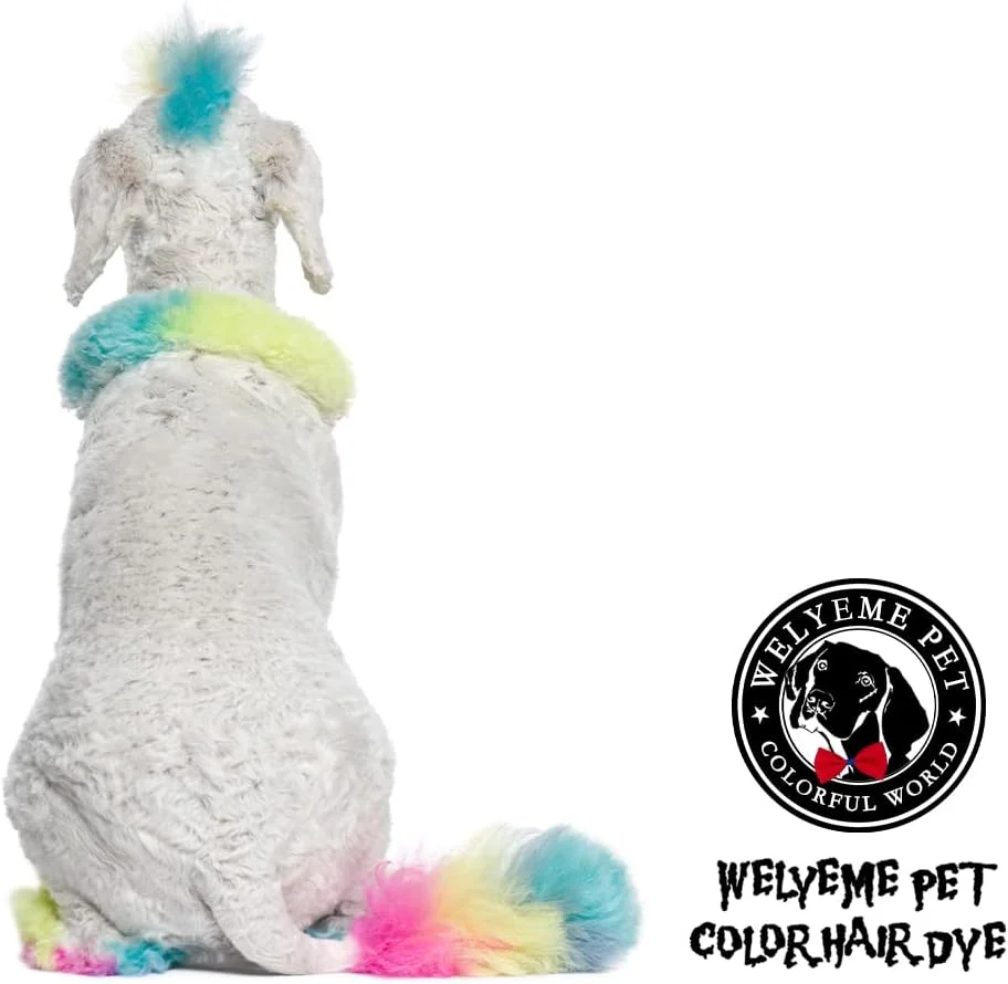رنگ موی حیوانات خانگی رنگین کمانی، رنگ موی سگ/گربه، رنگ موی بی خطر و غیر سمی برای خز، کیت رنگ موی دائمی سگ/حیوانات
