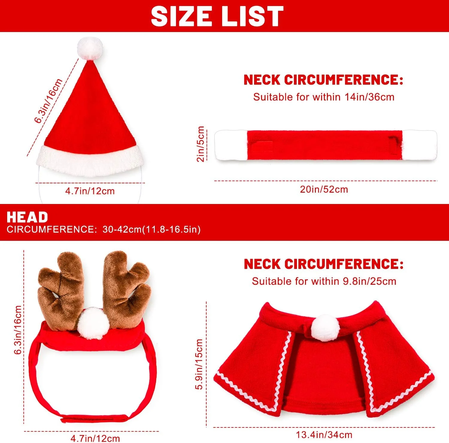 ست لباس کریسمس حیوانات خانگی Whaline شامل تل سر شاخ گوزن، کلاه بابانوئل، شال گردن قرمز و شنل حیوانات خانگی برای مهمانی کریسمس سگ و گربه، 4 تکه ست لباس کریسمس حیوانات خانگی Whaline شامل تل سر شاخ گوزن، کلاه بابانوئل، شال گردن قرمز و شنل حیوانات خانگی برای مهمانی کریسمس سگ و گربه، 4 تکه