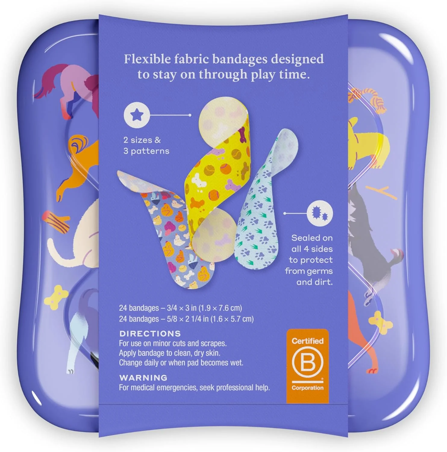 چسب زخم ولی | نشان های شجاعت پارچه ای انعطاف پذیر چسبی | اشکال مختلف برای بریدگی ها، خراش ها و زخم های جزئی | جعبه کمک های اولیه رنگارنگ و سرگرم کننده | طرح سگ ها - 48 عدد چسب زخم ولی | نشان های شجاعت پارچه ای انعطاف پذیر چسبی | اشکال مختلف برای بریدگی ها، خراش ها و زخم های جزئی | جعبه کمک های اولیه رنگارنگ و سرگرم کننده | طرح سگ ها - 48 عدد