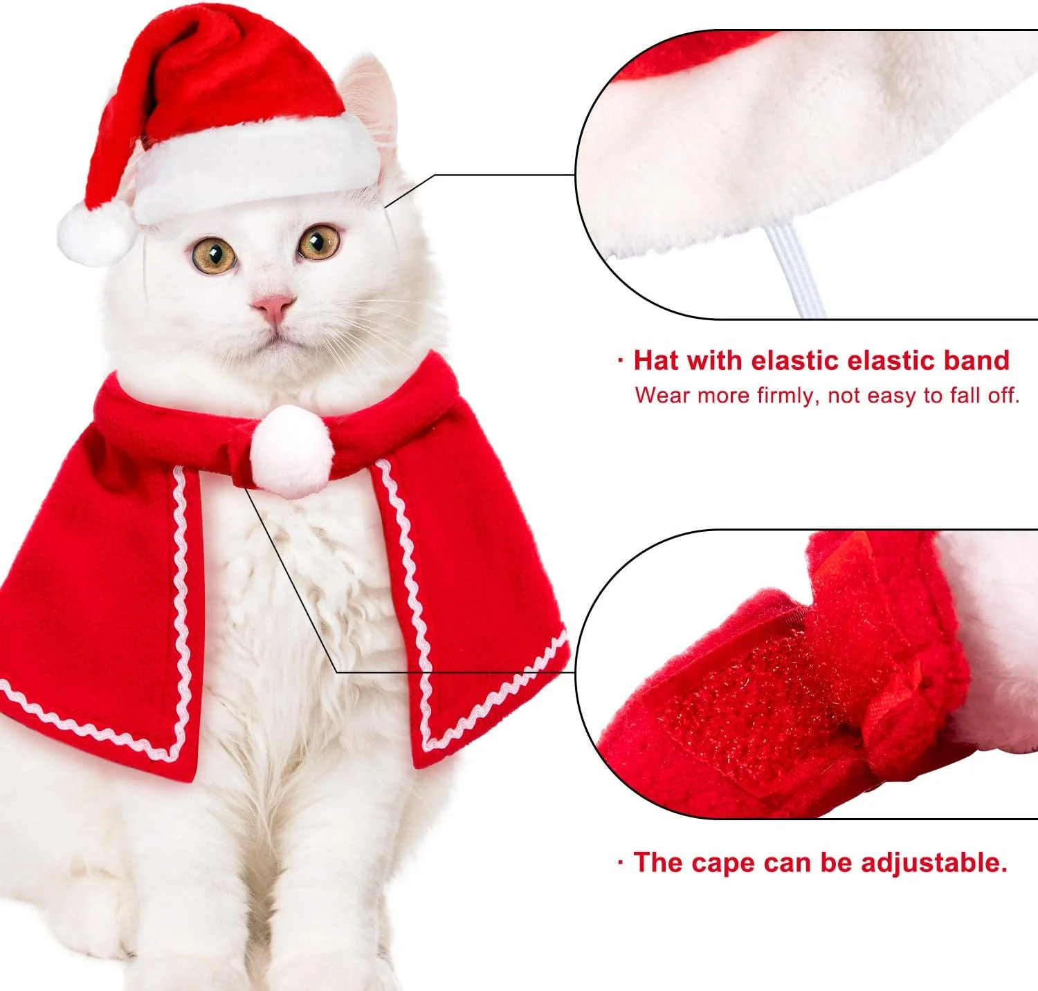 ست لباس کریسمس حیوانات خانگی Whaline شامل تل سر شاخ گوزن، کلاه بابانوئل، شال گردن قرمز و شنل حیوانات خانگی برای مهمانی کریسمس سگ و گربه، 4 تکه ست لباس کریسمس حیوانات خانگی Whaline شامل تل سر شاخ گوزن، کلاه بابانوئل، شال گردن قرمز و شنل حیوانات خانگی برای مهمانی کریسمس سگ و گربه، 4 تکه