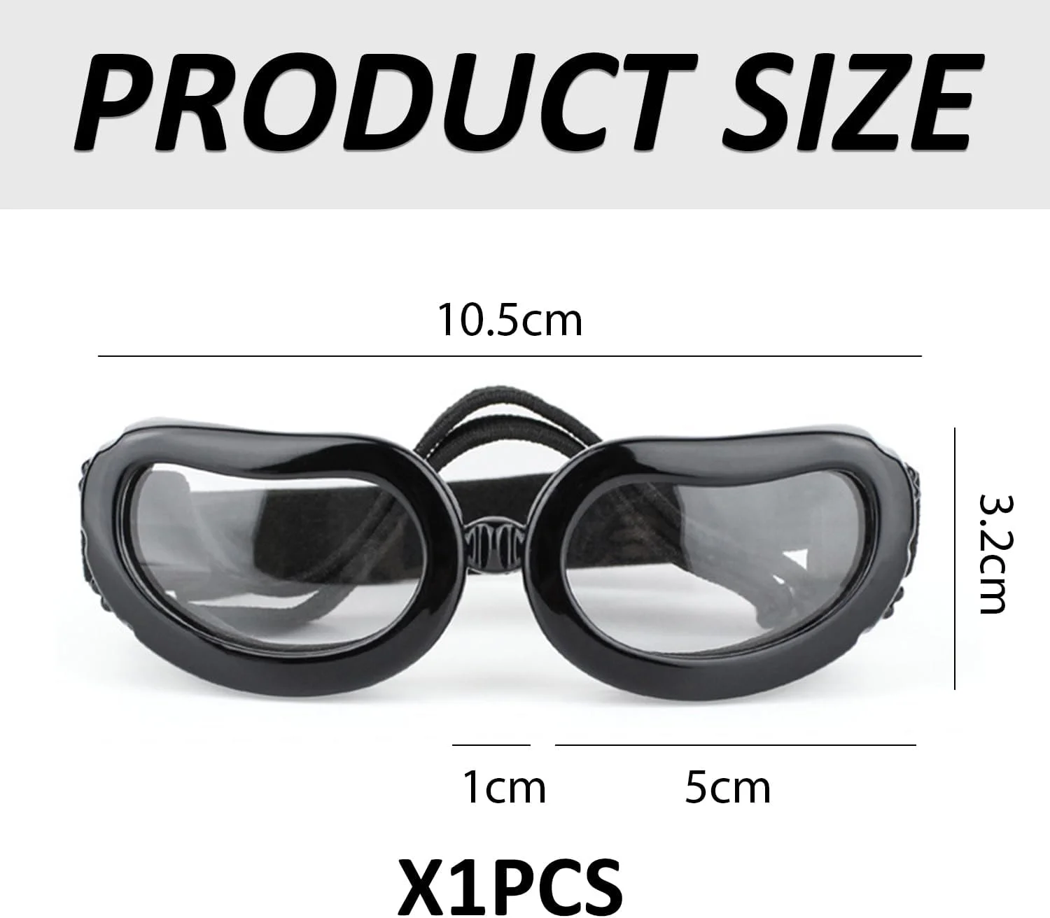 یک عدد محافظ چشم سگ، عینک آفتابی فضای باز، لوازم حیوانات خانگی، عینک الاستیک و قابل تنظیم.