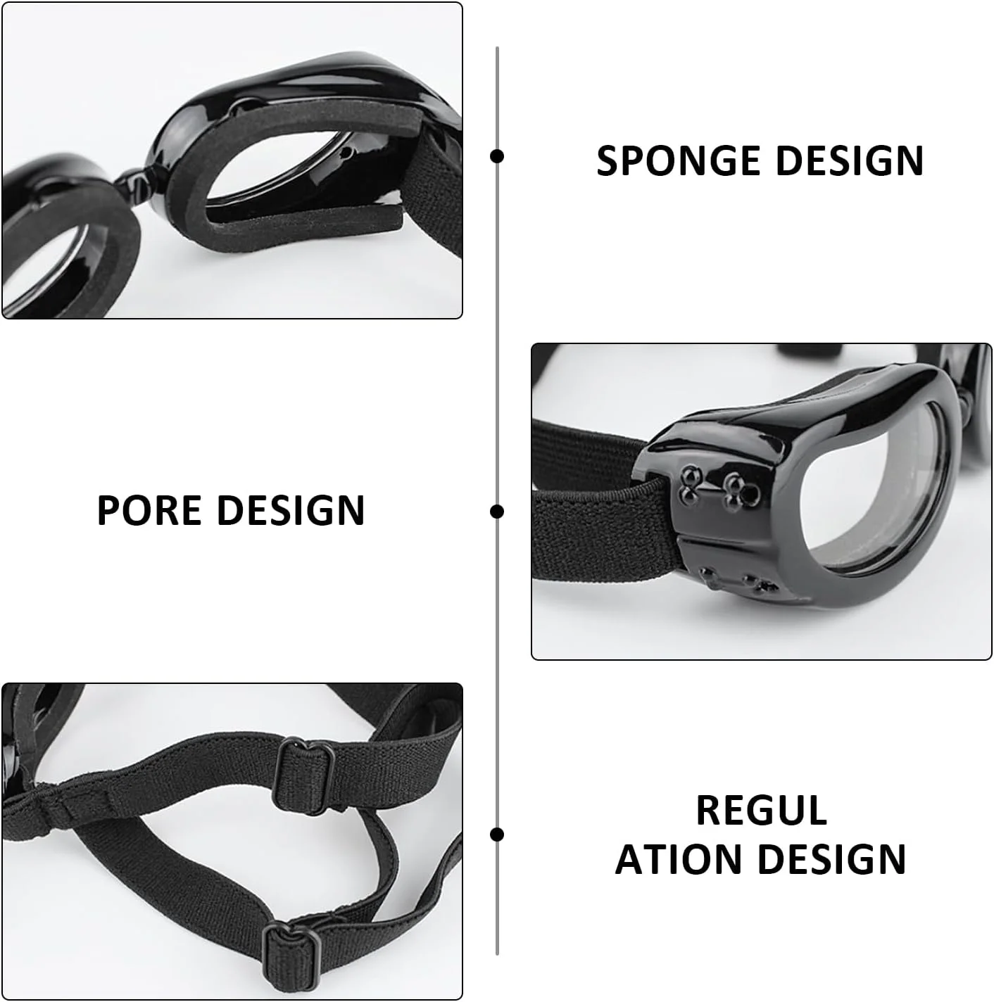 یک عدد محافظ چشم سگ، عینک آفتابی فضای باز، لوازم حیوانات خانگی، عینک الاستیک و قابل تنظیم.