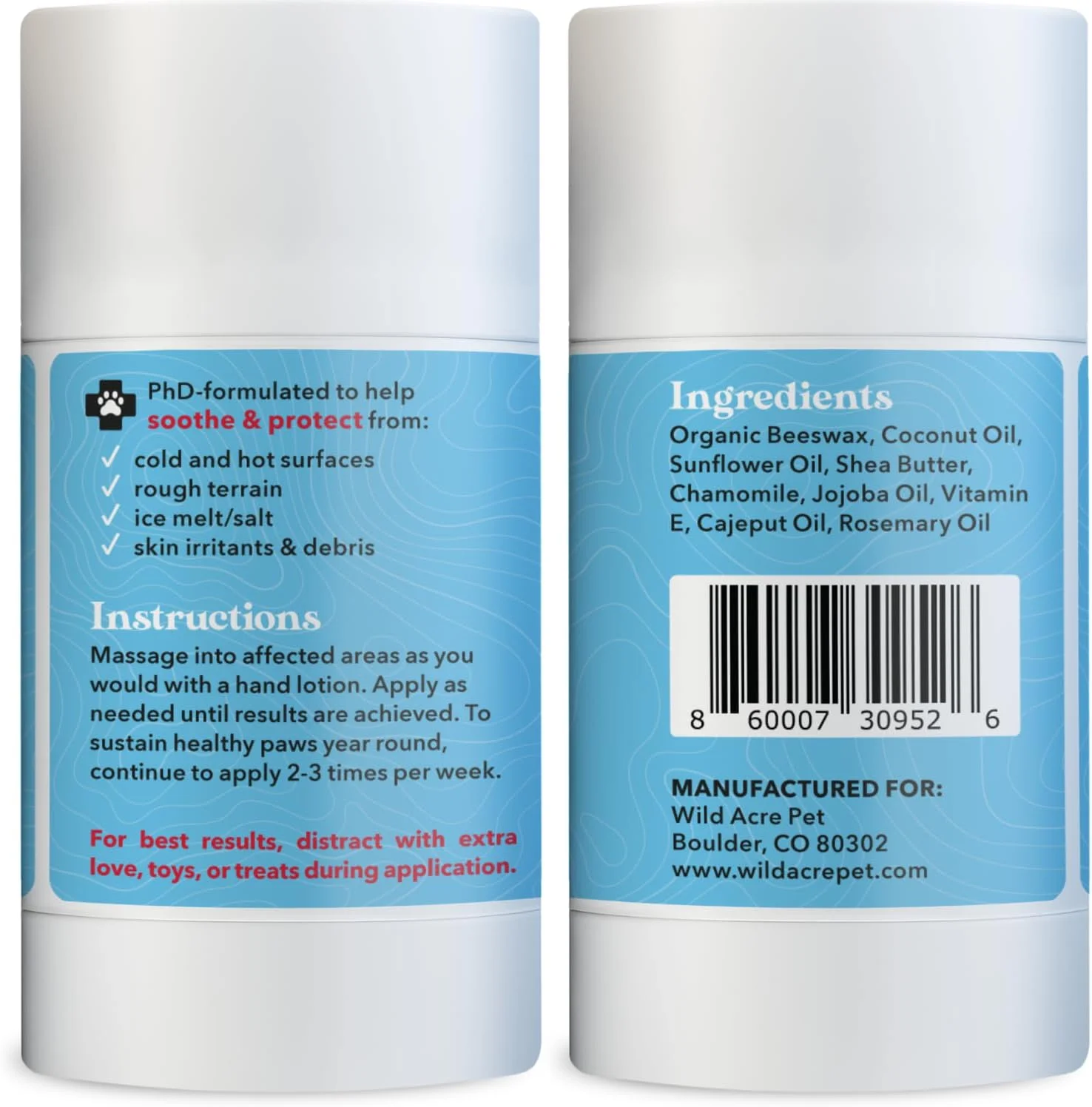 بالم پنجه سگ وایلد اکر 75 گرم - بالم پنجه برای سگ ها در یک اپلیکاتور استیکی آسان - محافظ پنجه سگ برای پنجه های خشک و ترک خورده