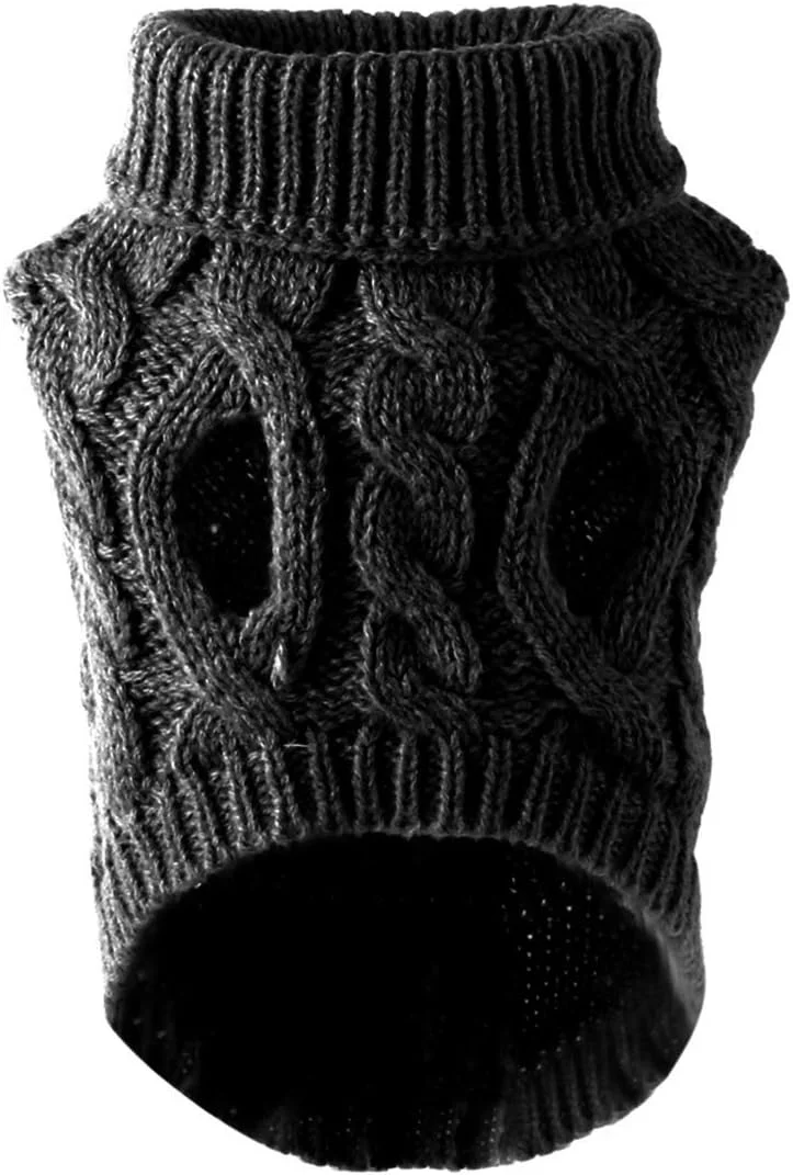 پلیور بافتنی یقه اسکی سگ وینمانی، گرم کننده زمستانی، لباس بافتنی ضخیم برای سگ، توله سگ و گربه کوچک، متوسط و بزرگ (M، مشکی)