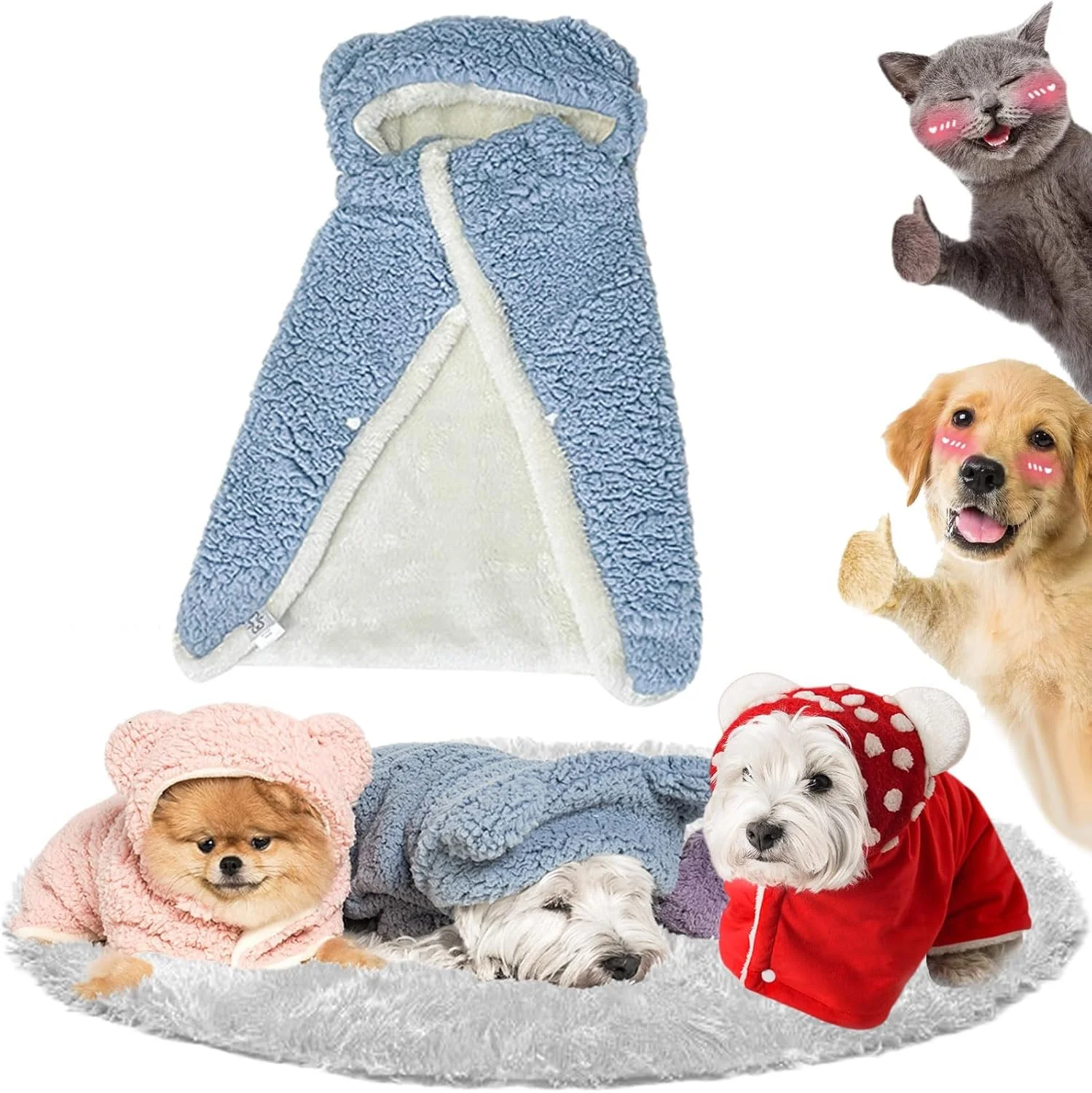 شنل زمستانی گرم سگ با کلاه، پتوی پشمی ضخیم برای سگ ها و گربه های کوچک و متوسط، ژاکت زمستانی برای هوای سرد بیرون، نرم و راحت (آبی، متوسط) شنل زمستانی گرم سگ با کلاه، پتوی پشمی ضخیم برای سگ ها و گربه های کوچک و متوسط، ژاکت زمستانی برای هوای سرد بیرون، نرم و راحت (آبی، متوسط)