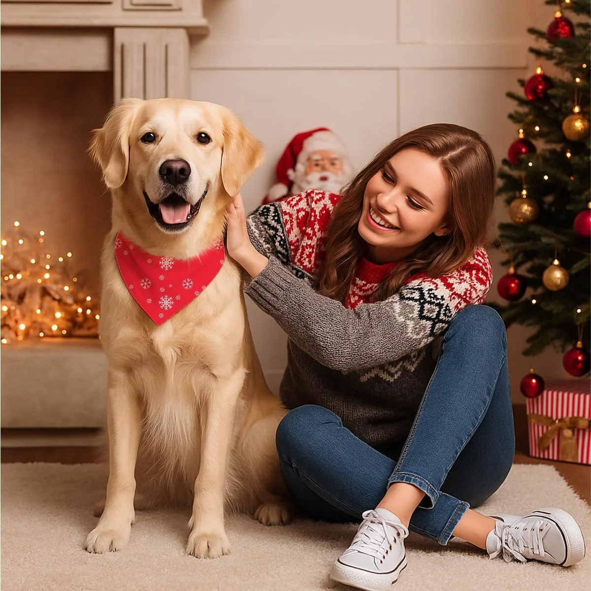 دستمال گردن سگ زمستانی، طرح دانه برف، دستمال سر حیوانات خانگی قرمز، هدیه سال نو برای سگ های کوچک و متوسط پسر و دختر دستمال گردن سگ زمستانی، طرح دانه برف، دستمال سر حیوانات خانگی قرمز، هدیه سال نو برای سگ های کوچک و متوسط پسر و دختر